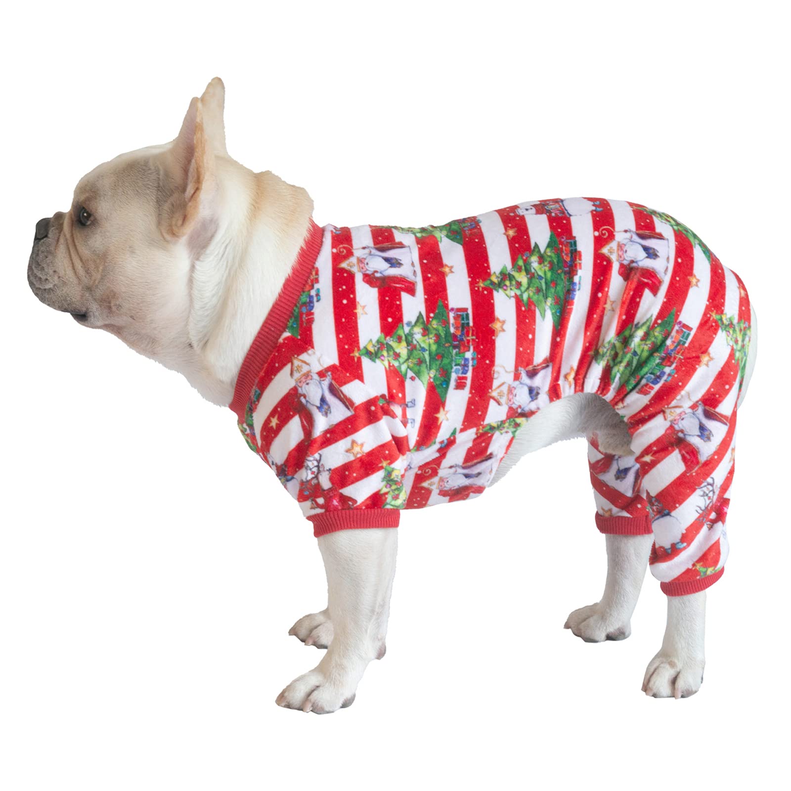 Cutebone Christmas Dog Pajamas Shirt Winter Holiday Cute Pjs Pet Clothes Bodysuit For Doggie Onesies P186M