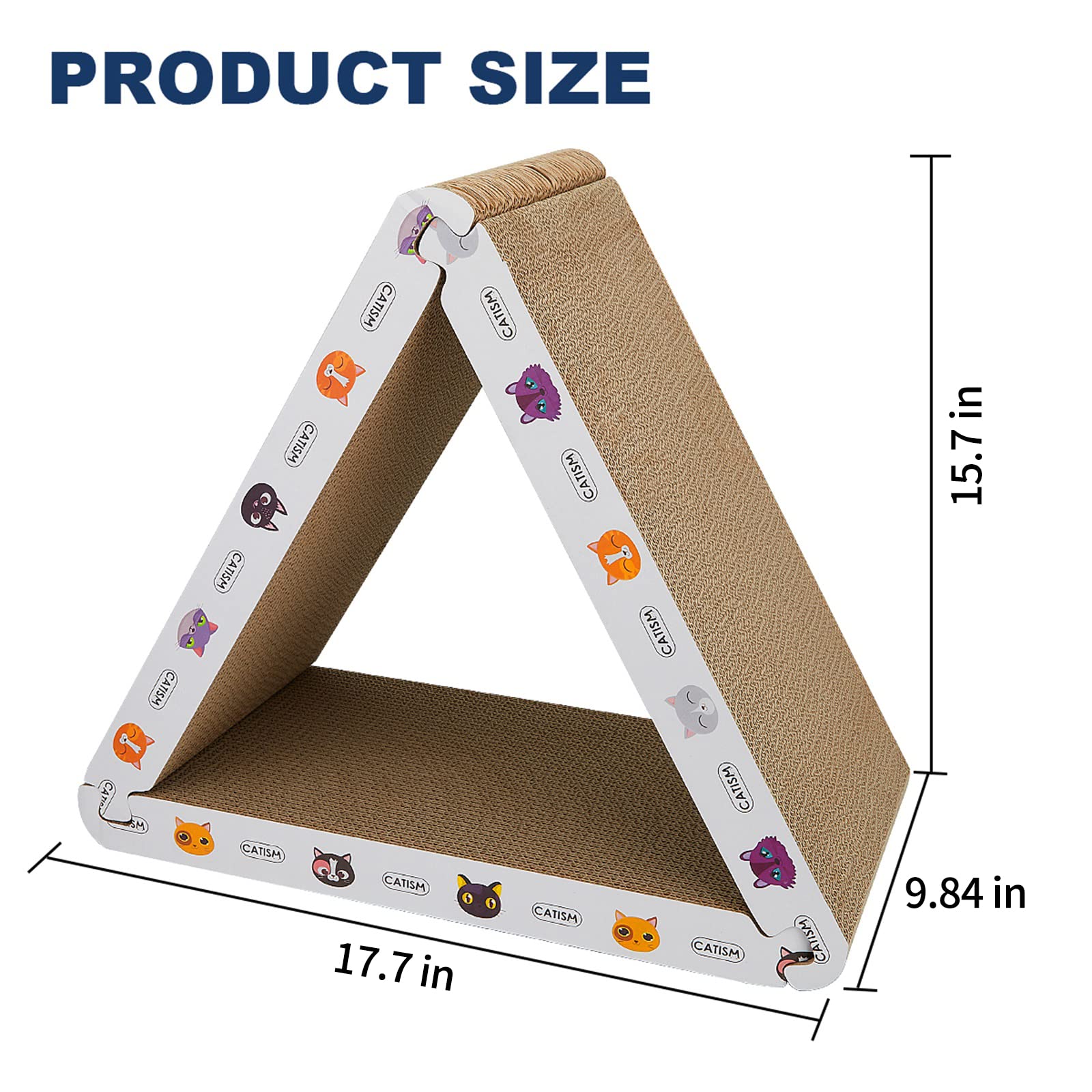 Catism Cat Scrather Cat Scratching Board - Foldable - Triangle, 6 Usable Sides Cat Scratchers For Indoor Cats, Durable Recyclabl