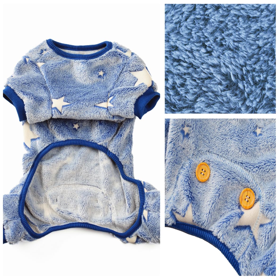 Maigllra Plush Dog Pajamas Glow In The Dark Dog Jumpsuit 4 Legged Onesie For Small Medium Large Dog, Grey Moon Xs