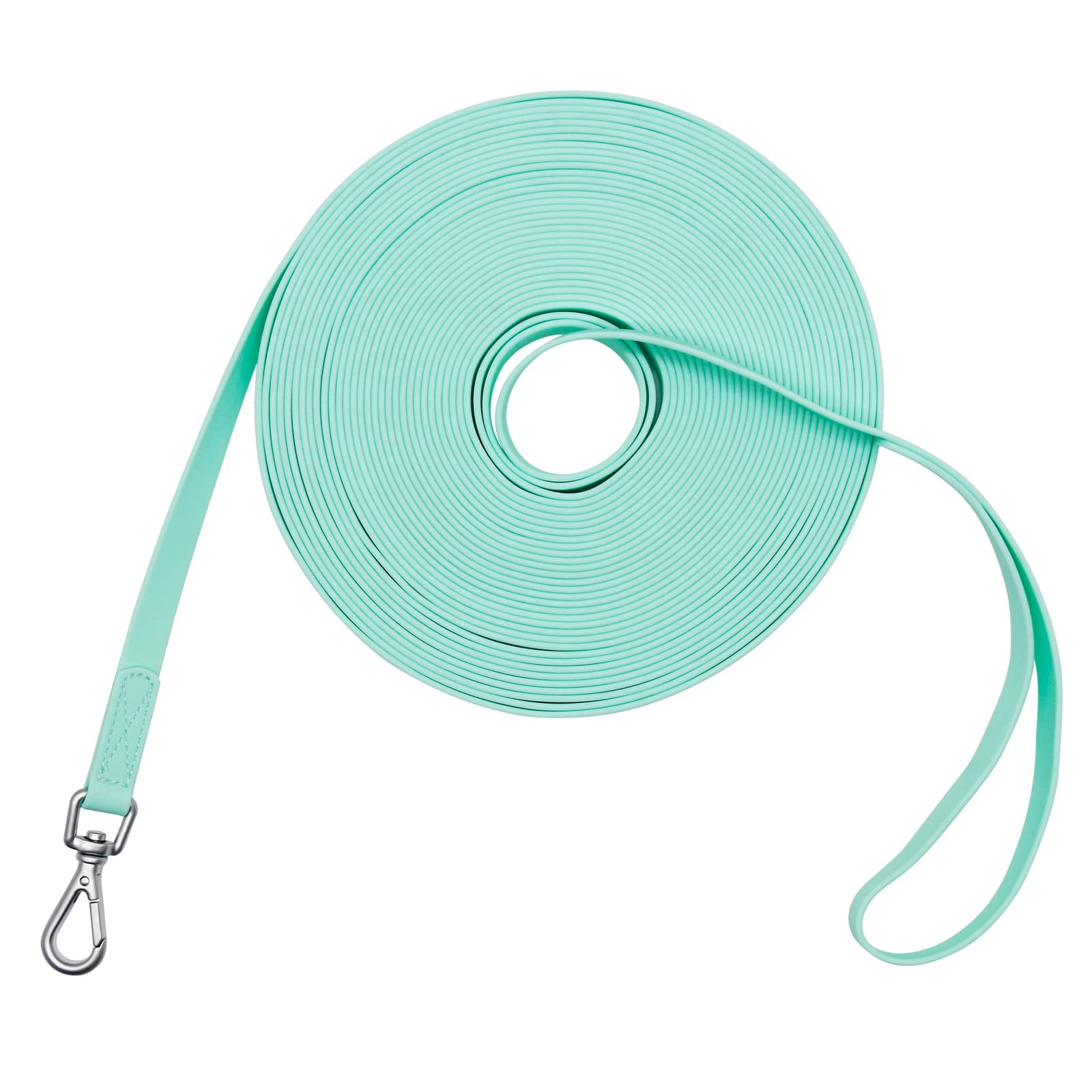 Waterproof Dog Training Leash 50Ft 30Ft 15Ft 10Ft 5Ft Heavy Duty Recall Long Lead For Large Medium Small Dogs (50Ft, Mint Green)