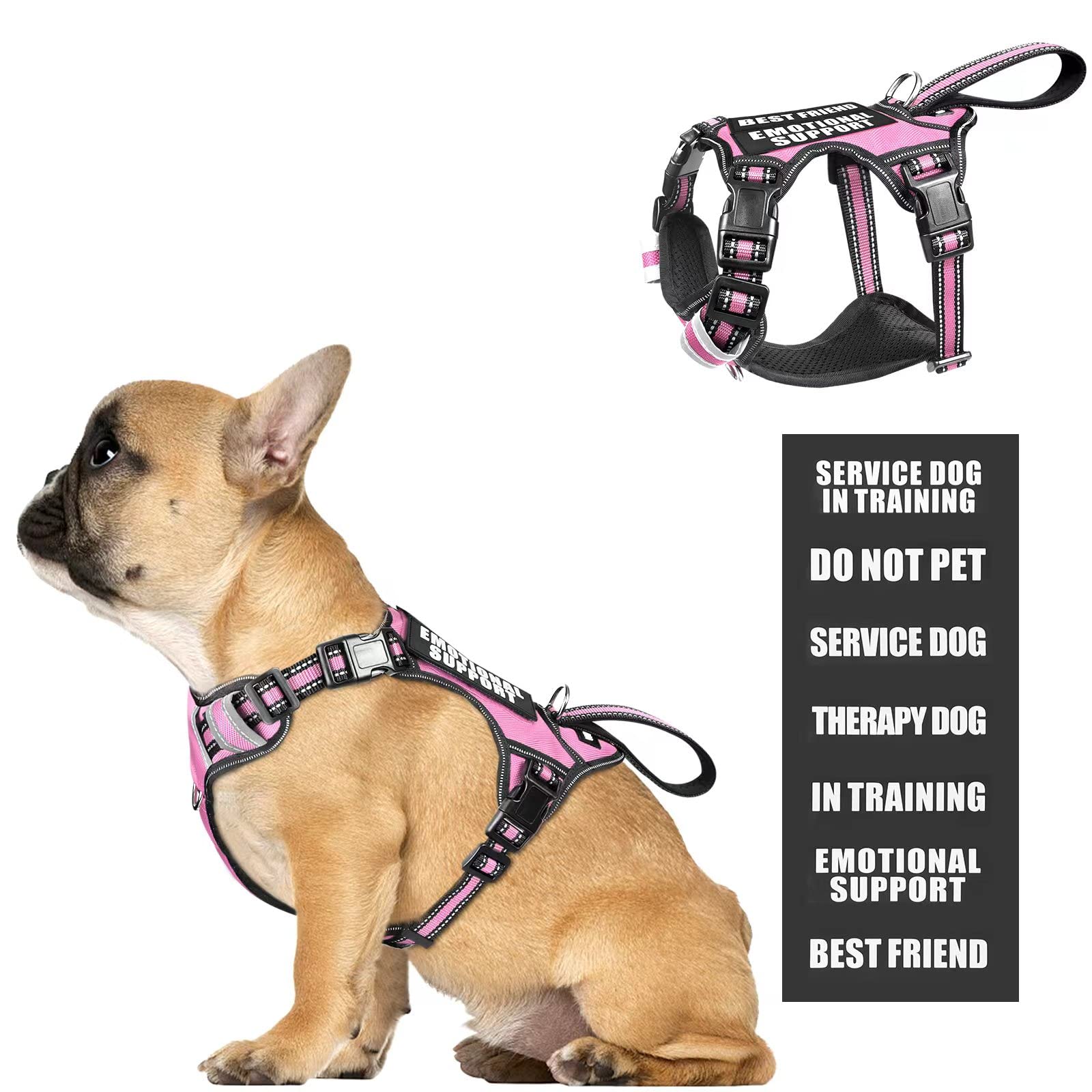 Winsee Service Dog Vest No Pull Dog Harness With 7 Dog Patches, Reflective Pet Harness With Durable Soft Padded Handle For Train