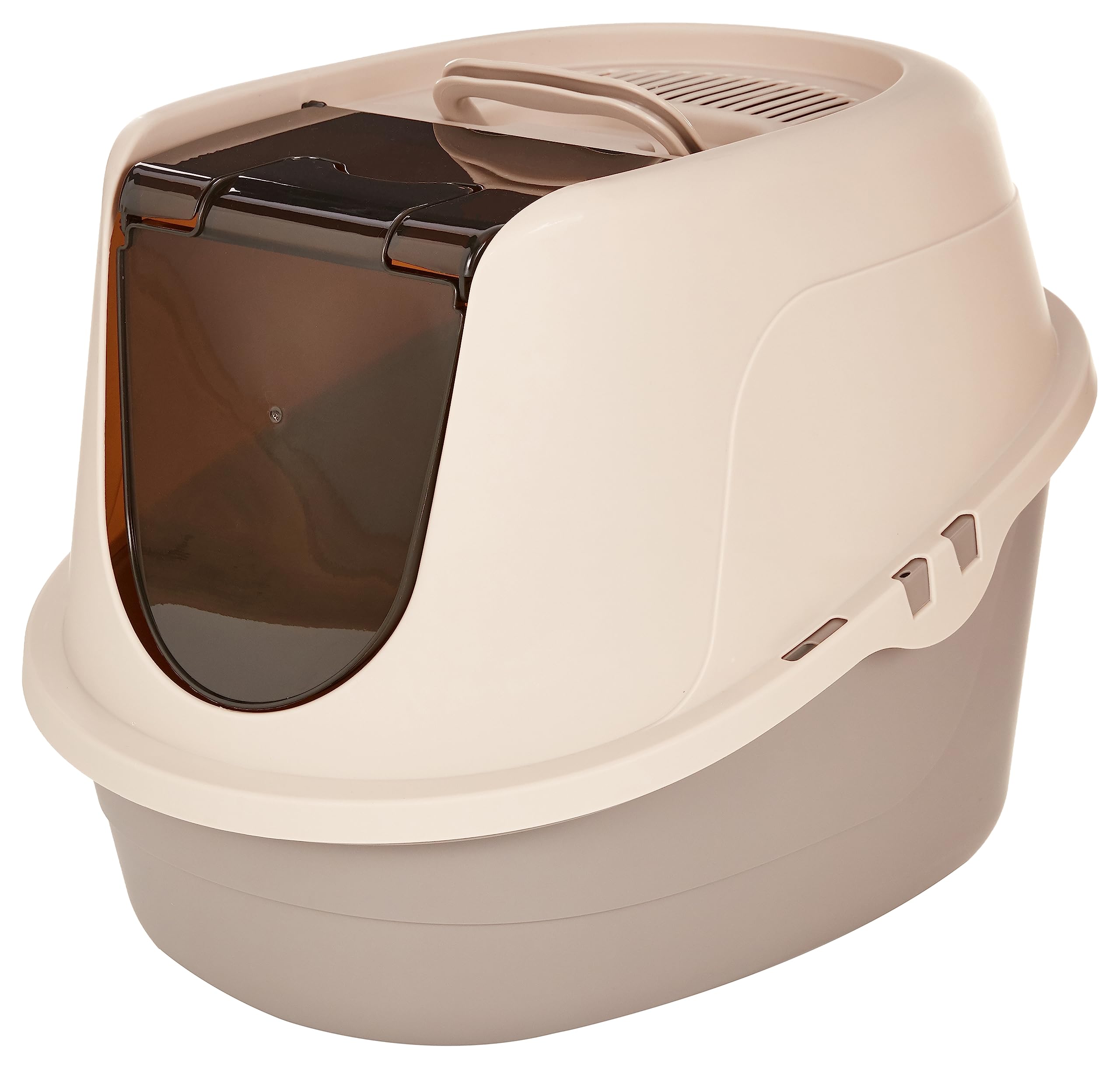 Amazon Basics No-Mess Enclosed Hooded Cat Litter Box, Standard, Multicolor, 21 In X 16 In X 15 In
