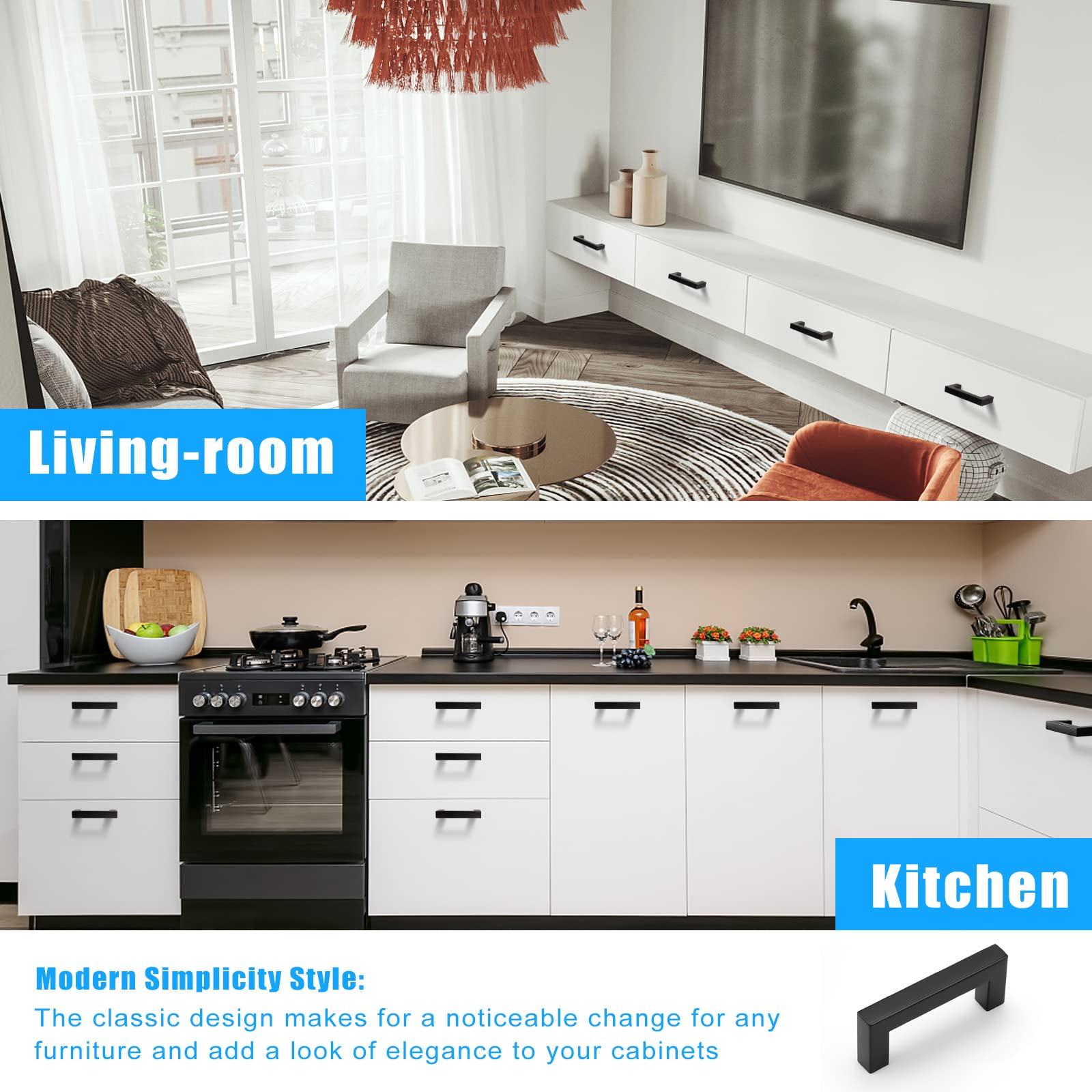 Knobwell 6 Pack Stainless Steel Kitchen Cabinet Pulls And Handles, Bathroom Kitchen Cabinet Door Handles, 3 Hole To Hole Distanc