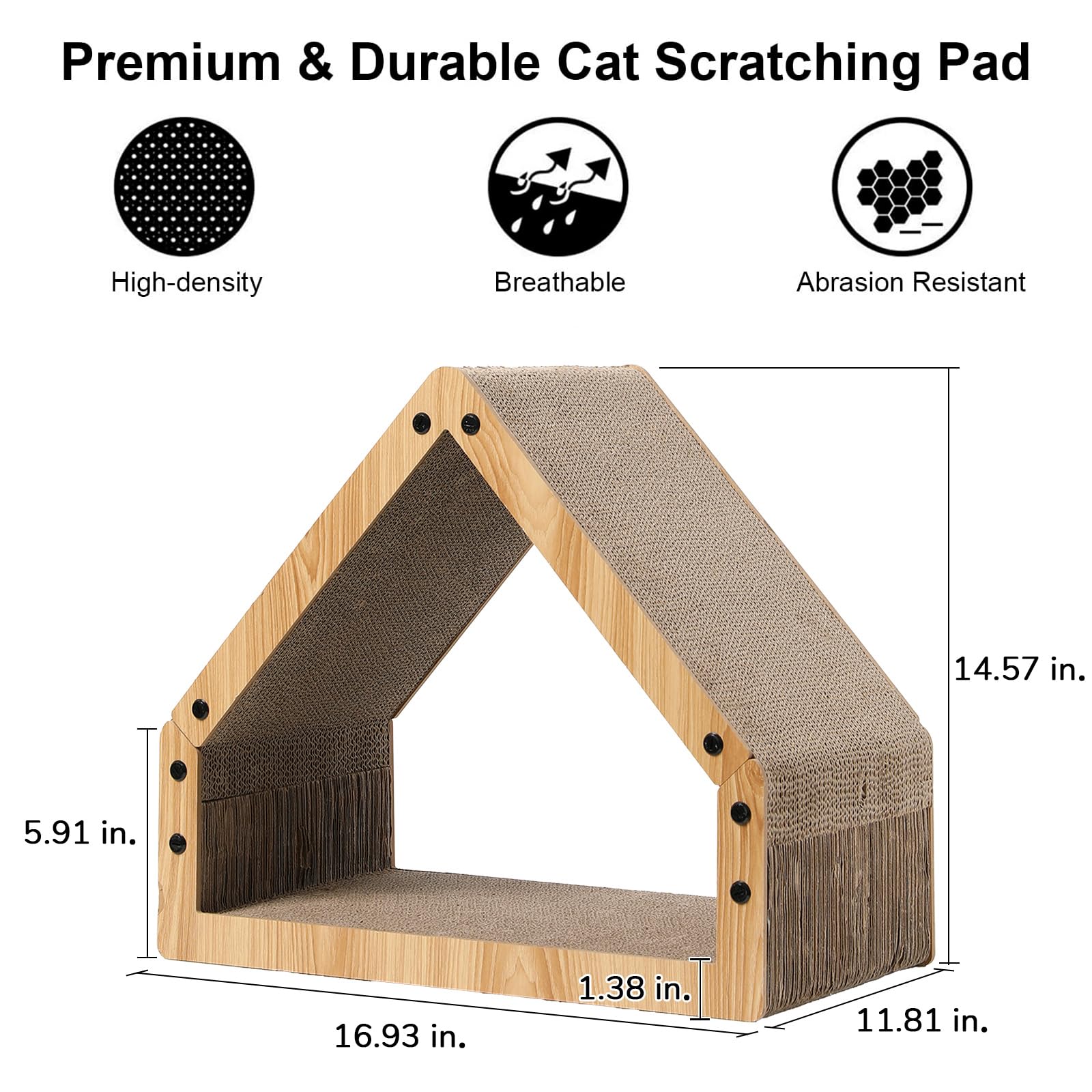 Fukumaru Cat Scratcher House, Cozy Cardboard Design, Safe And Secure For Kittens, Eco-Friendly, 16.14 In Bevelled Surface, Maxim