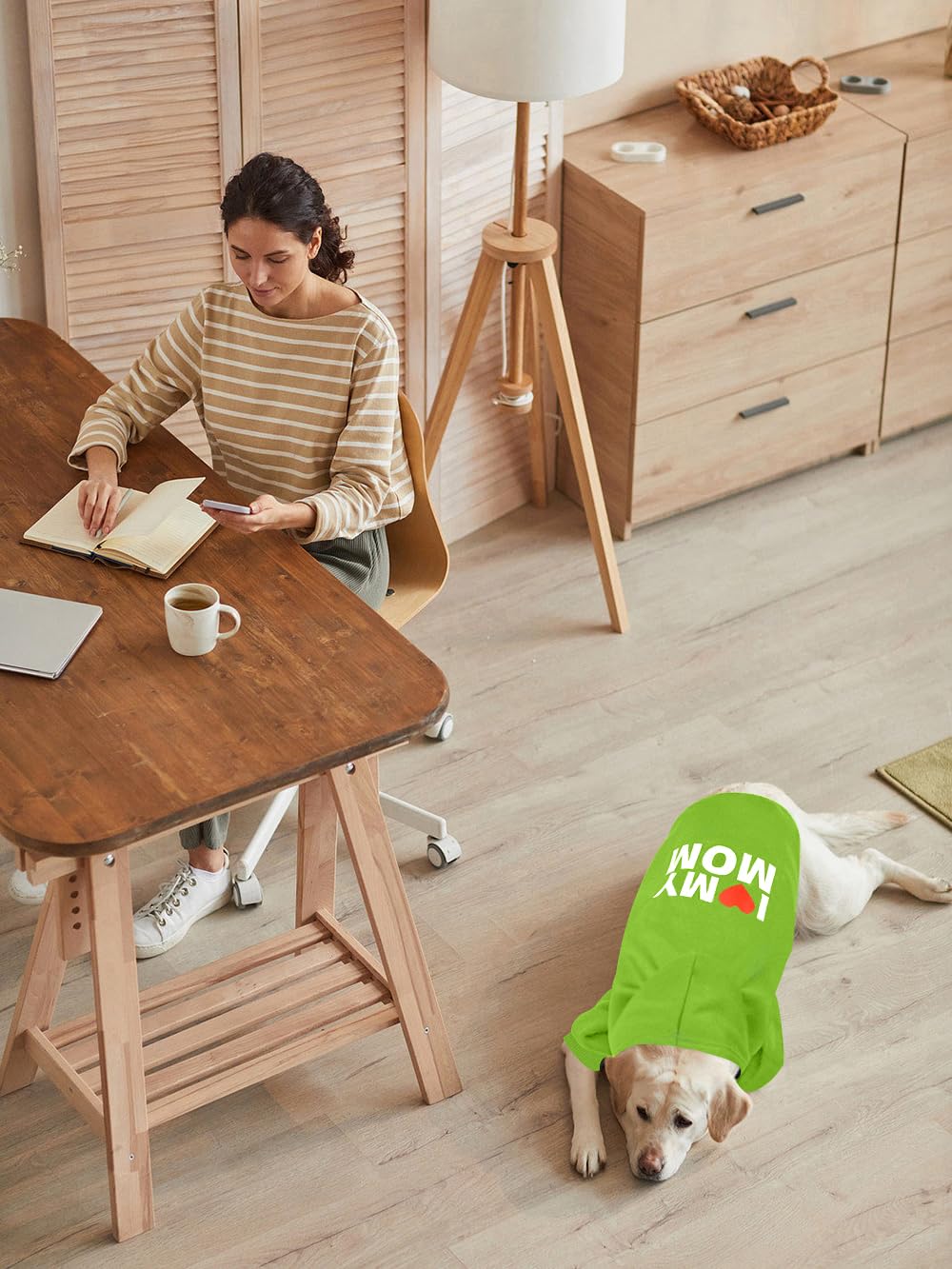 Greenjoy Dog Sweater Dog Hoodie Cold Weather Coat Hooded Sweatshirt For Puppies,Cats, Small Medium Large Dogs (Green(I Love My M