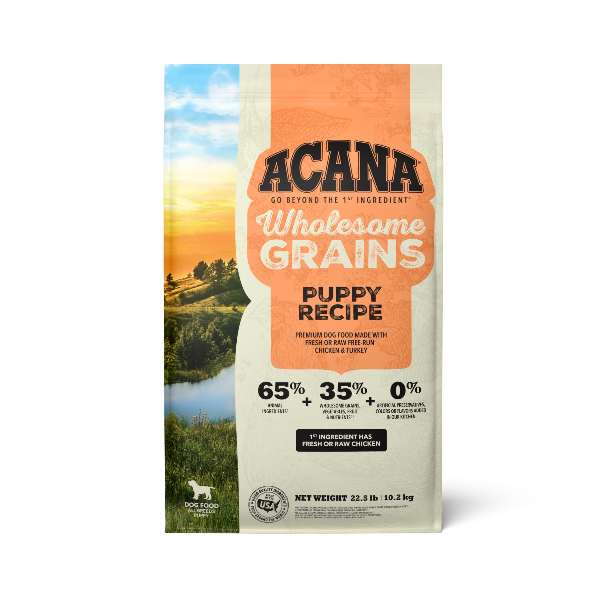 ACANA Wholesome Grains Dry Dog Food, Puppy Recipe, Real Chicken, Eggs and Turkey Dog Food Recipe, 22.5lb
