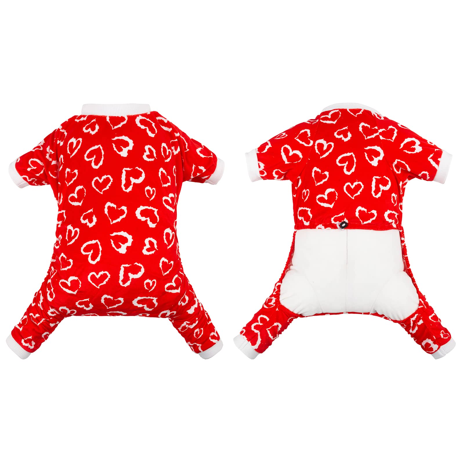 Cutebone Small Dogs Valentines Outfit Soft Puppy Onesies Pjs Dog Pajamas Pet Coat Cat Apparel Comfy Doggie Jumpsuit Bodysuit For