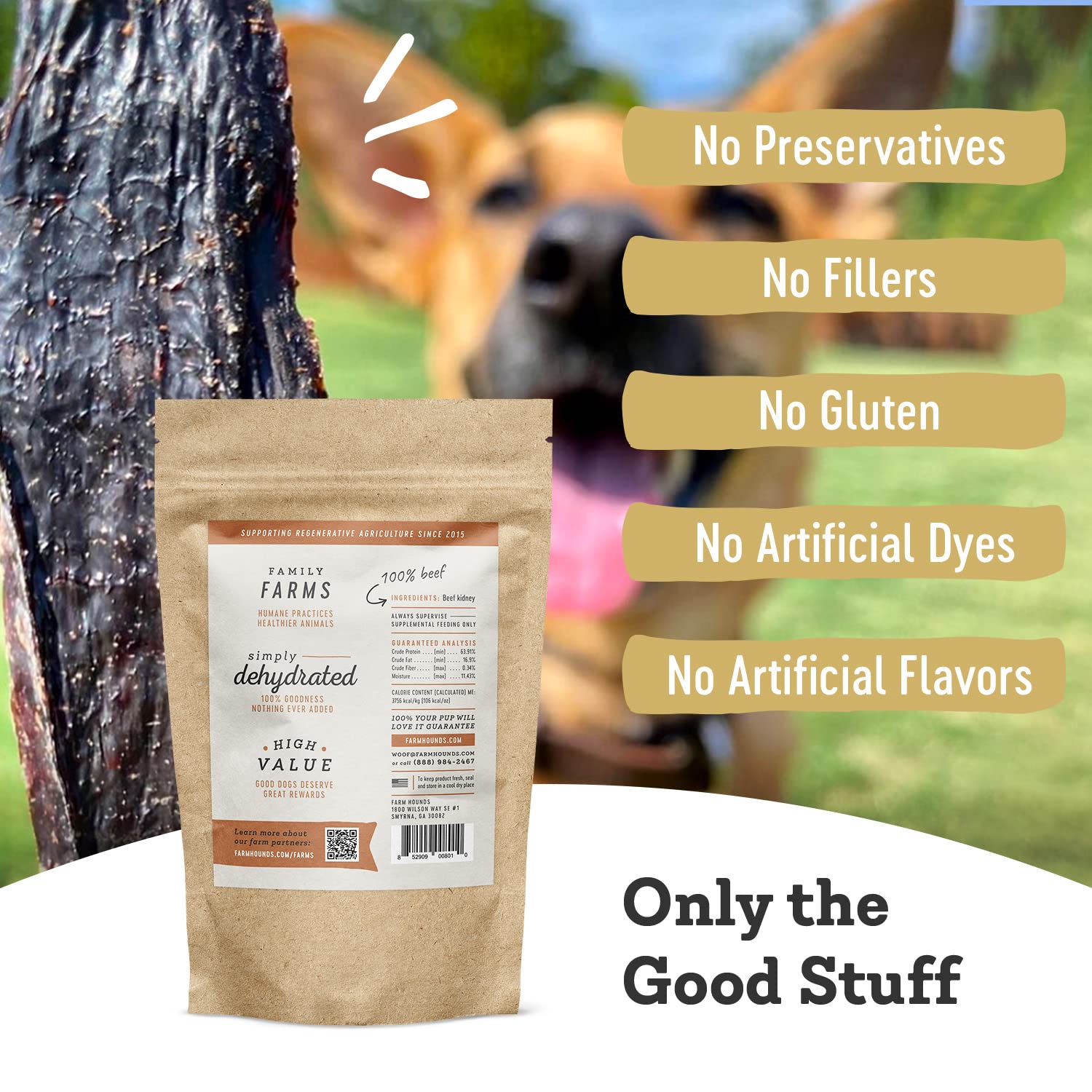 Farm Hounds - Beef Kidney - Premium Natural Beef Kidney Jerky For Dogs - Made From 100% Humanely Raised Cattle - Organ Treat - G