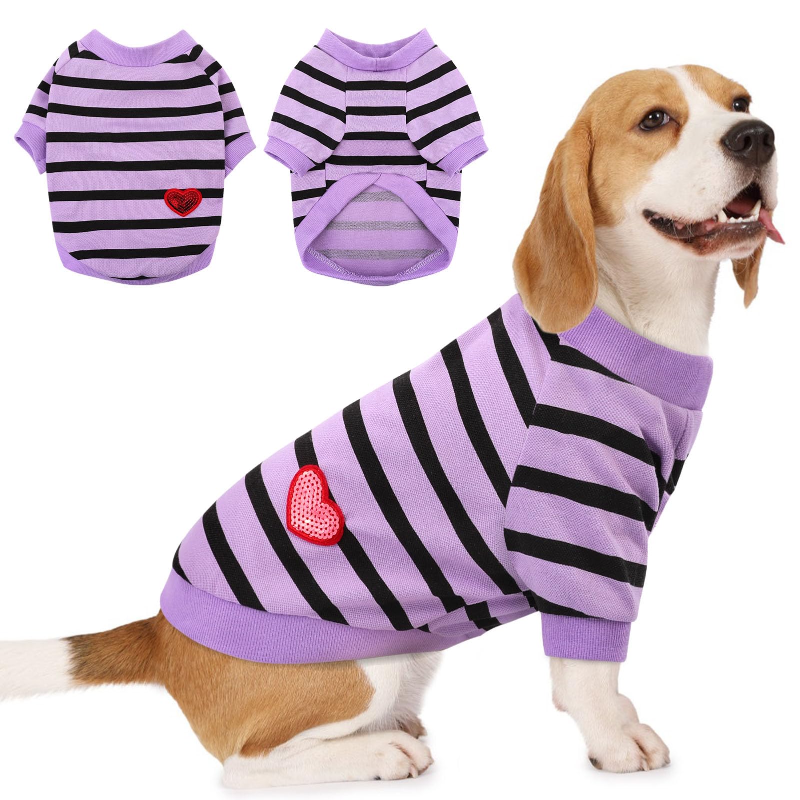 Preferhouse Dog Shirts For Large Dogs, Striped T-Shirts Dog Vest Pet Apparel Tee Shirts Spring Summer Suitable For Small And Med