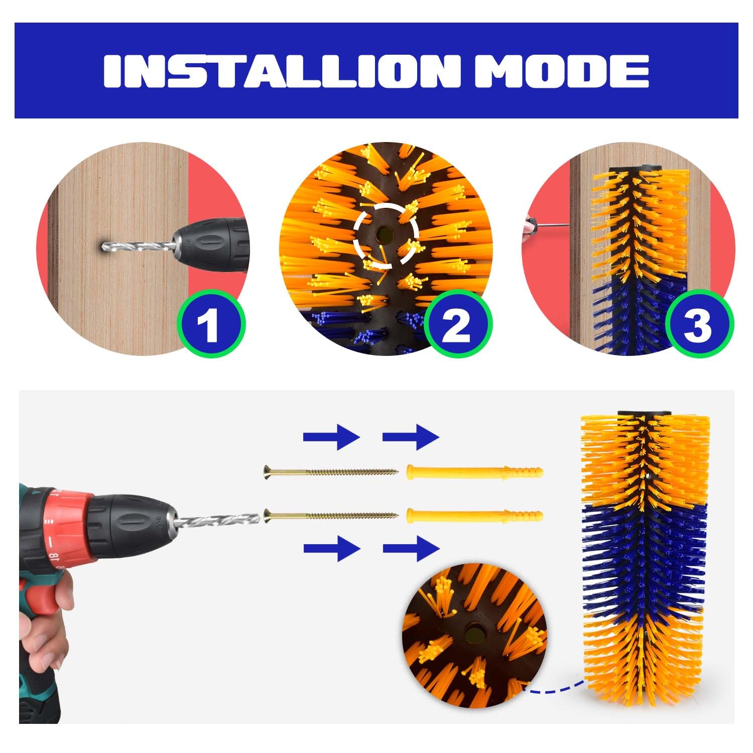 Conli 2 Pcs Livestock Scratching Brush With 8 Screws, Horse Brushes For Grooming, Cow Scratcher Goat Scratching Post Relieves It