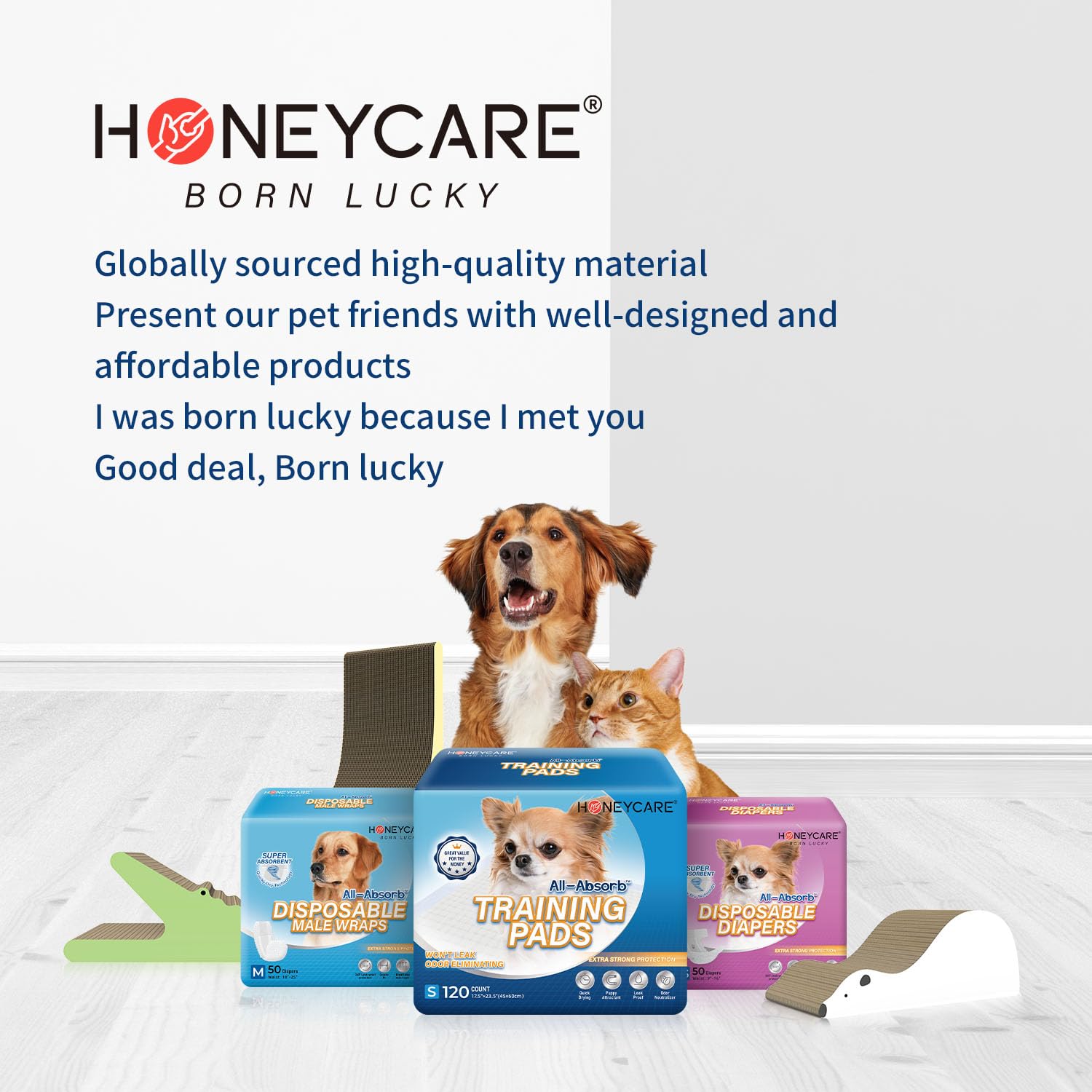 Honey Care All-Absorb, Small 17.5' X 23.5', 120 Count, Dog And Puppy Training Pads, Ultra Absorbent And Odor Eliminating, Leak-Proof 5-Layer Potty Training Pads With Quick-Dry Surface, Blue, A05