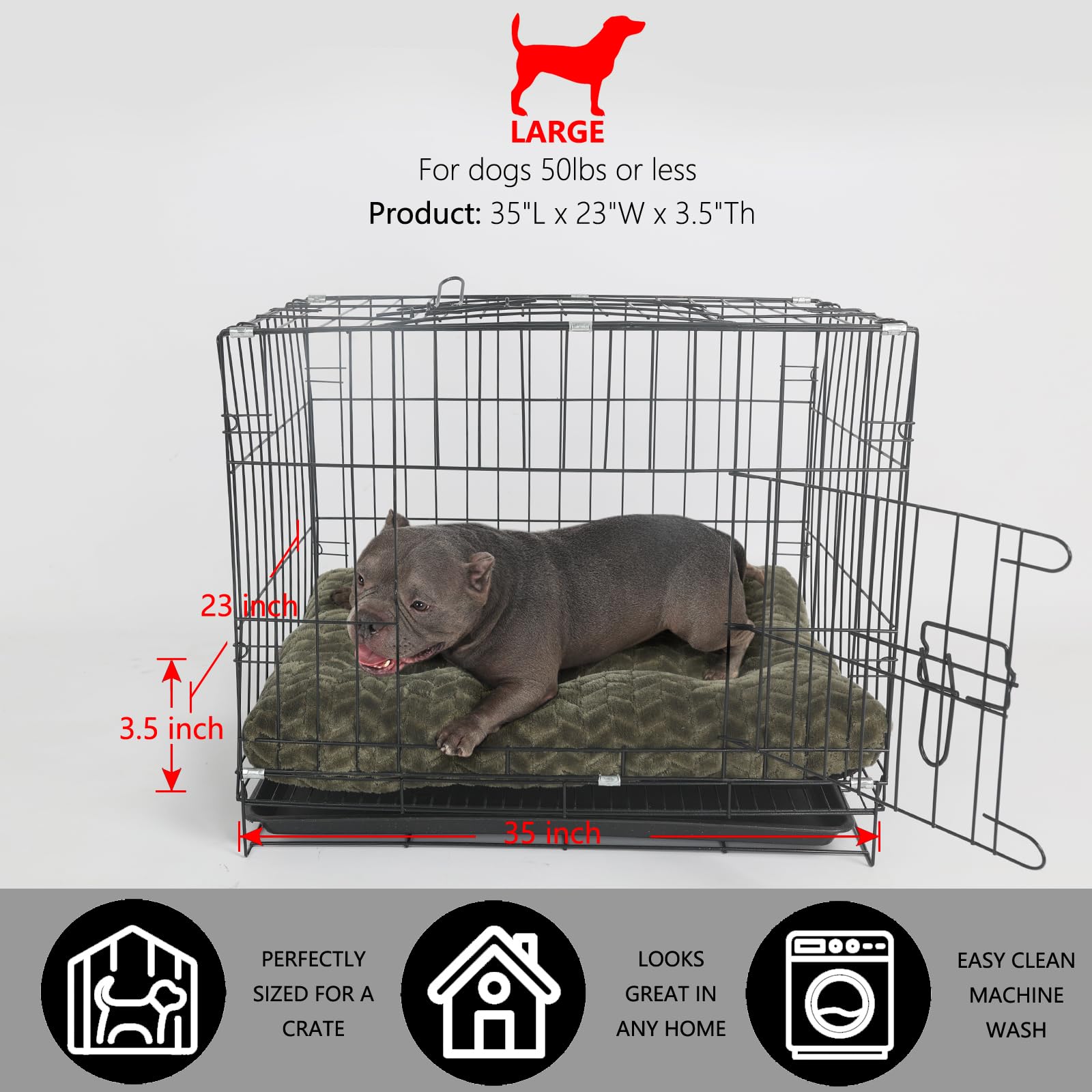 Necesitar 36Inch Dog Crate Bed For Medium Large Dogs Washable Ultra Soft And Fluffy Kennel Pad With Anti-Slip Pet Pillow Cushion