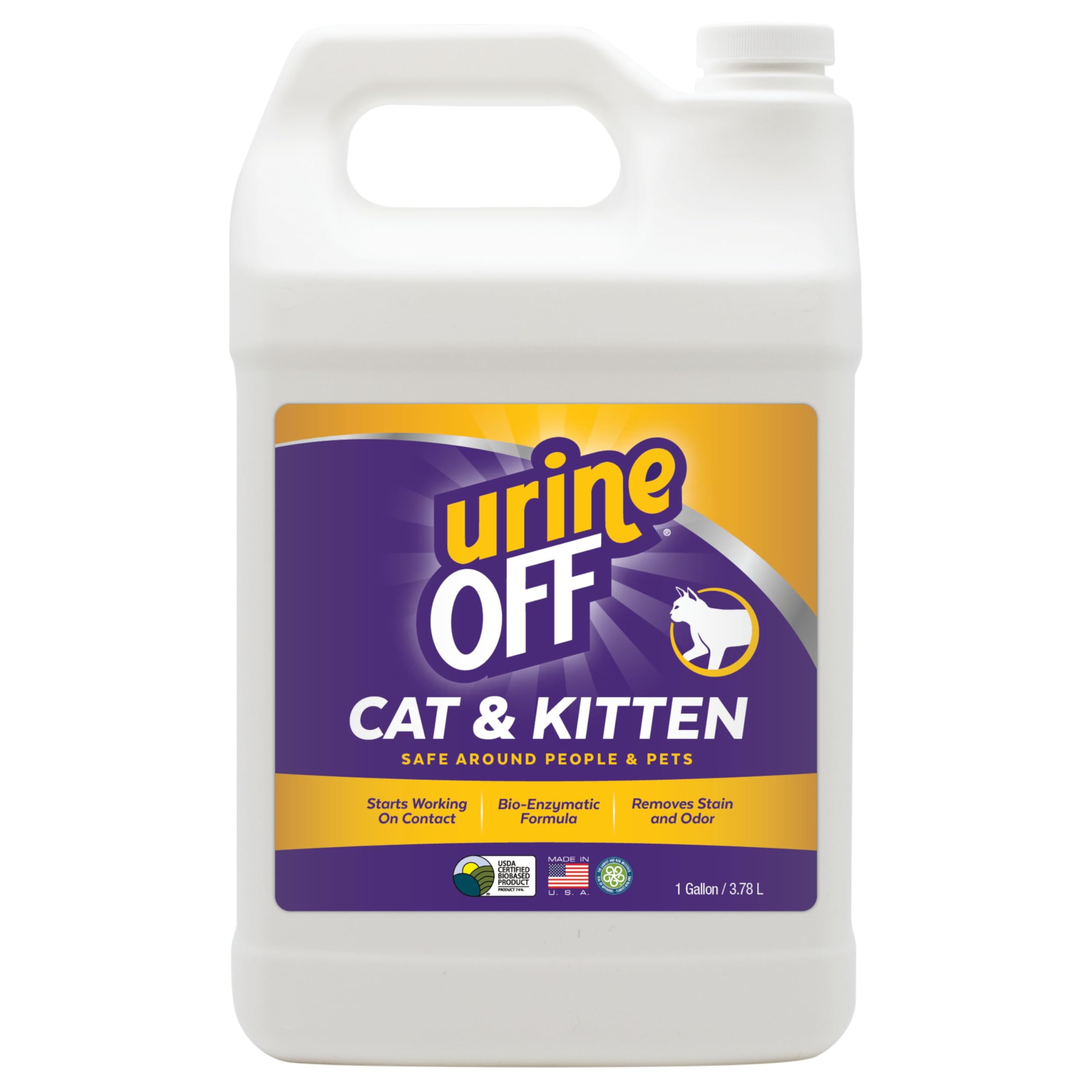 Urine Off Kitten & Cat Pet Stain Remover | Fresh Scent Carpet Cleaner | Bio Enzymatic Stain & Urine Odor Eliminator | Pet Safe C
