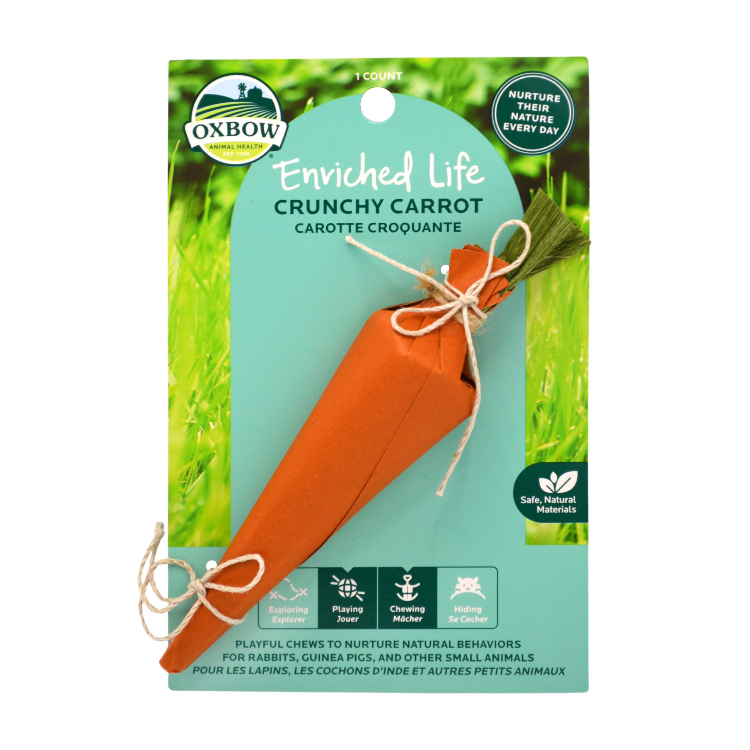 Oxbow Enriched Life Crunchy Carrot, Natural Paper Chew Toy for Rabbits, Guinea Pigs, and Hamsters, Promotes Dental Health and Fo