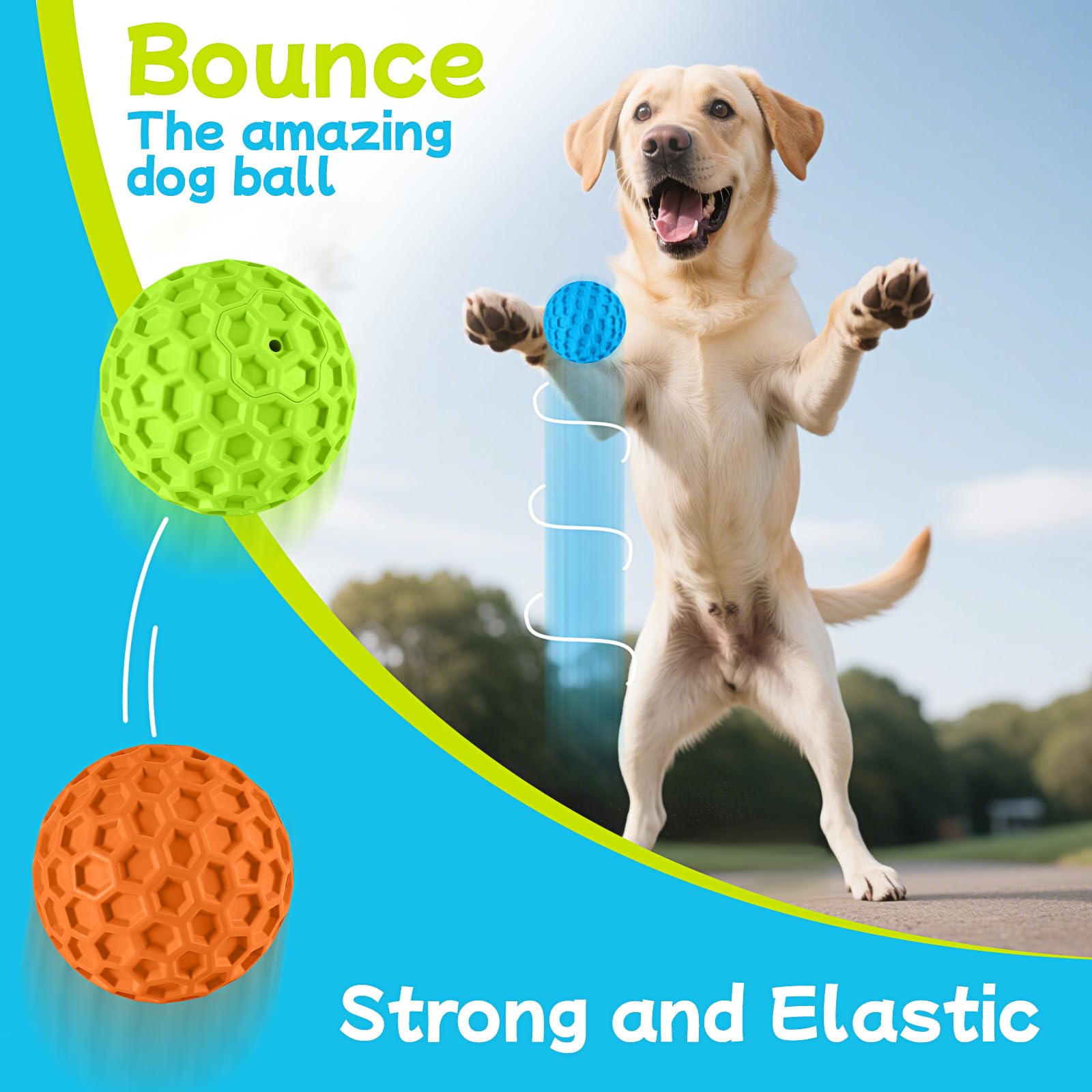 Lukito Dog Chew Toys, Dog Toys For Aggressive Chewers Large Breed, Interactive Squeaky Dog Balls, Tough Dog Toys With Natural Ru