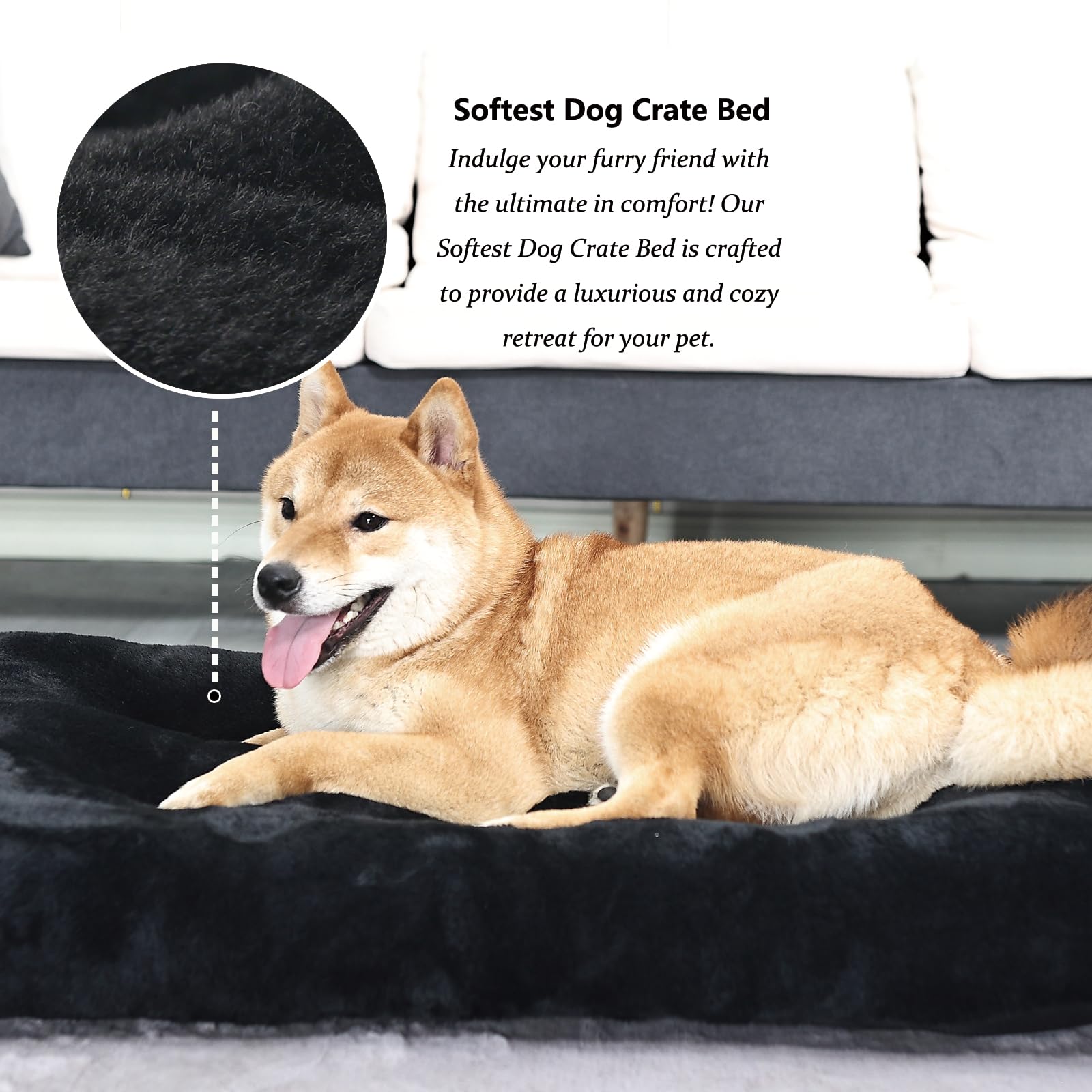 Dog Beds For Crates 36 X 24 Washable,Extra Soft Crate Pads For Dog Cages 36 With Anti-Slip Bottom,Deluxe Faux Fur Pet Sleeping M