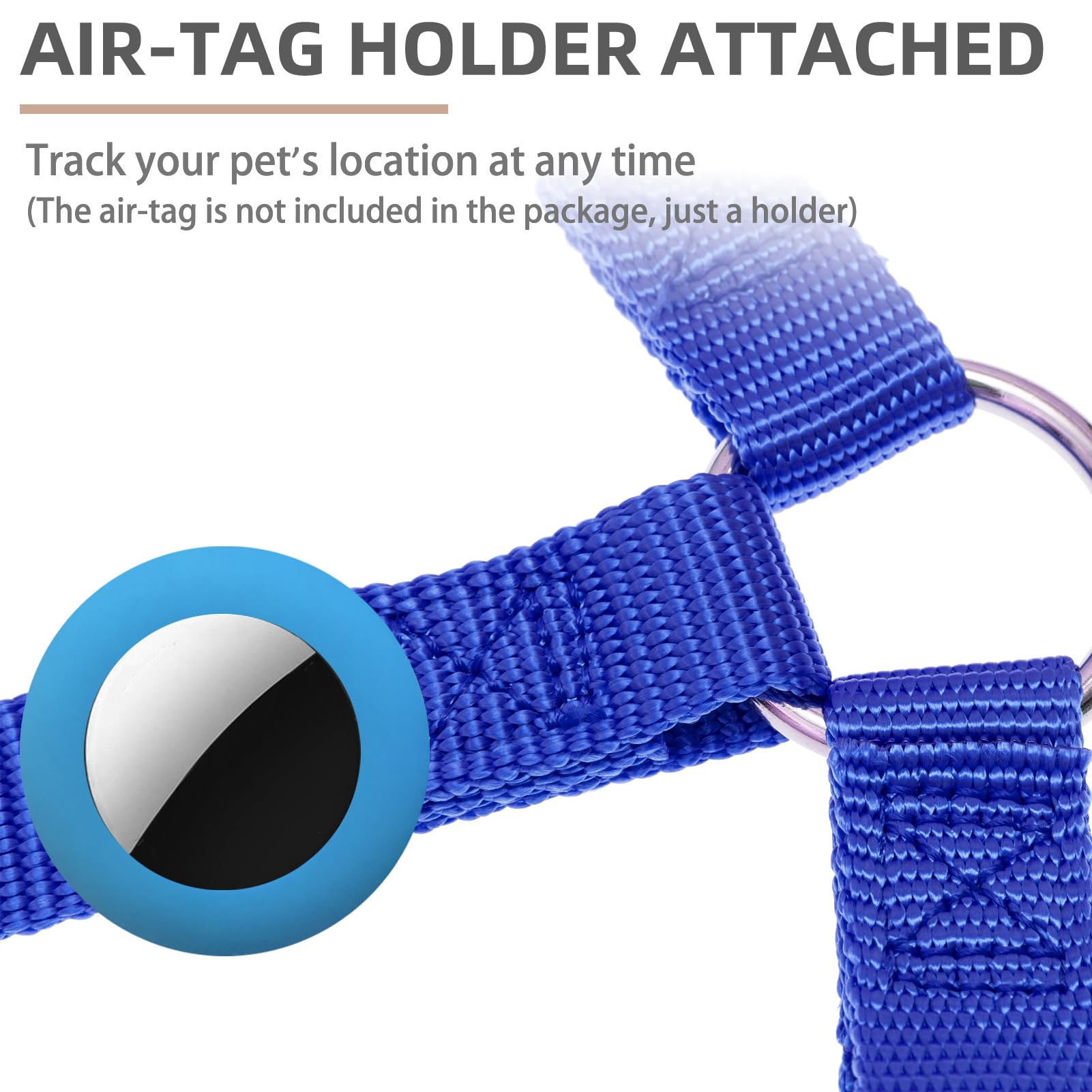Pupteck No Pull Dog Harness Soft Adjustable Basic Nylon Step In Puppy Vest Outdoor Walking With Id Tag And A-Ir Tag Case, Navy B
