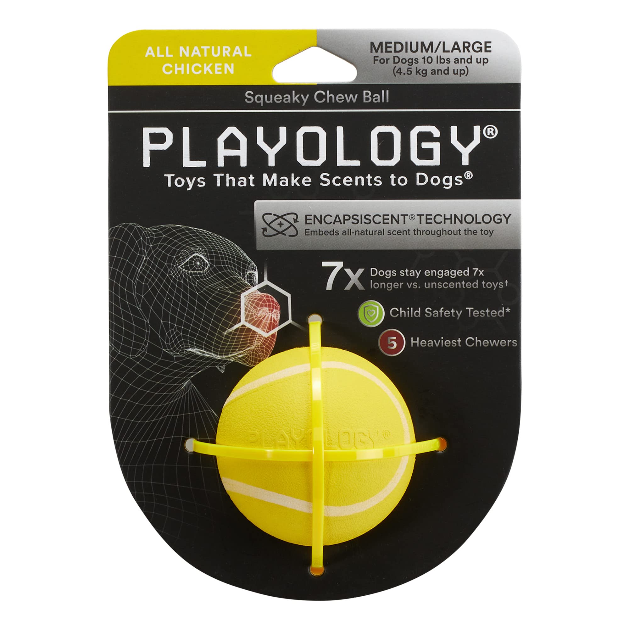 Playology Dog Balls for Medium and Large Dogs (10lbs & Up) - Dog Ball for Aggressive Chewers - Squeaky Toy, Engaging All-Natural