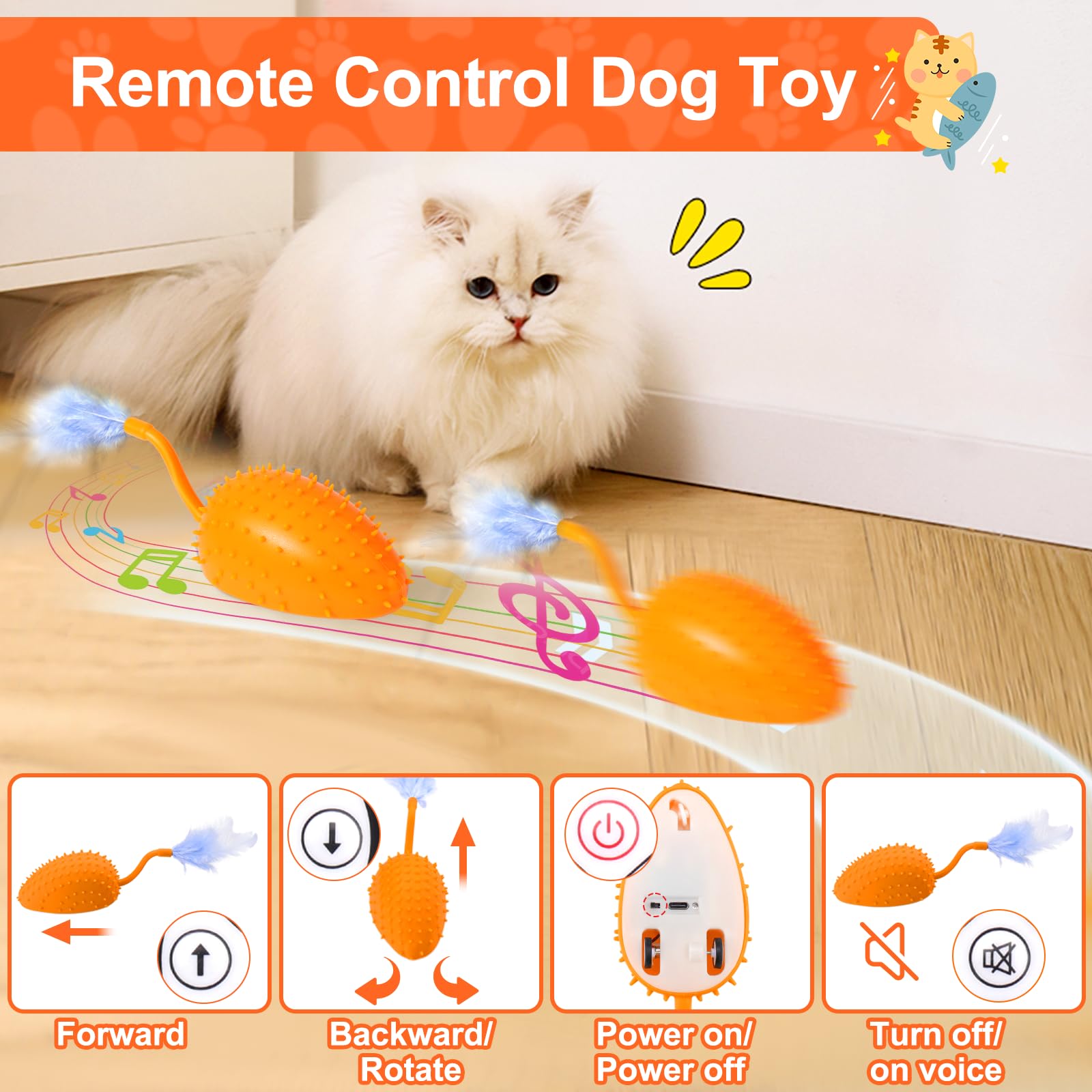 Mity Rain Cat Interactive Toys For Indoor Cats, Remote Control Toy With Feather Tails, Cat Automatic Toy For Cats Exercise Catch