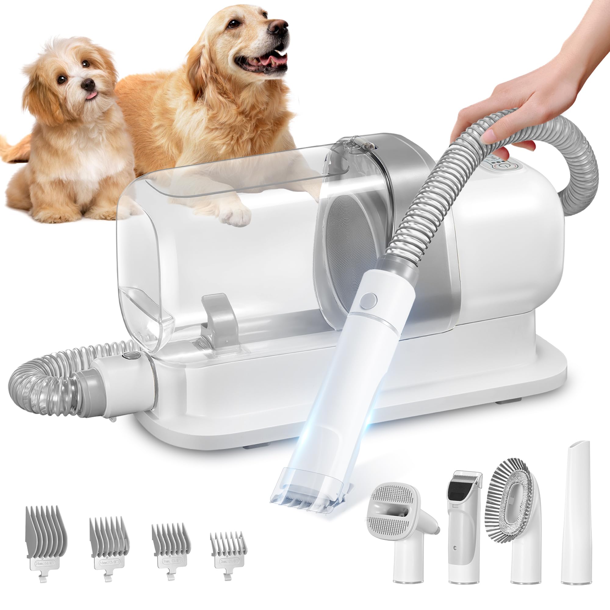 Lmvvc Dog Grooming Vacuum, Pet Grooming Vacuum Kit 2.3L Suction 99% Pet Hair With 5 Tools For Dog Cat For Shedding Grooming, Low