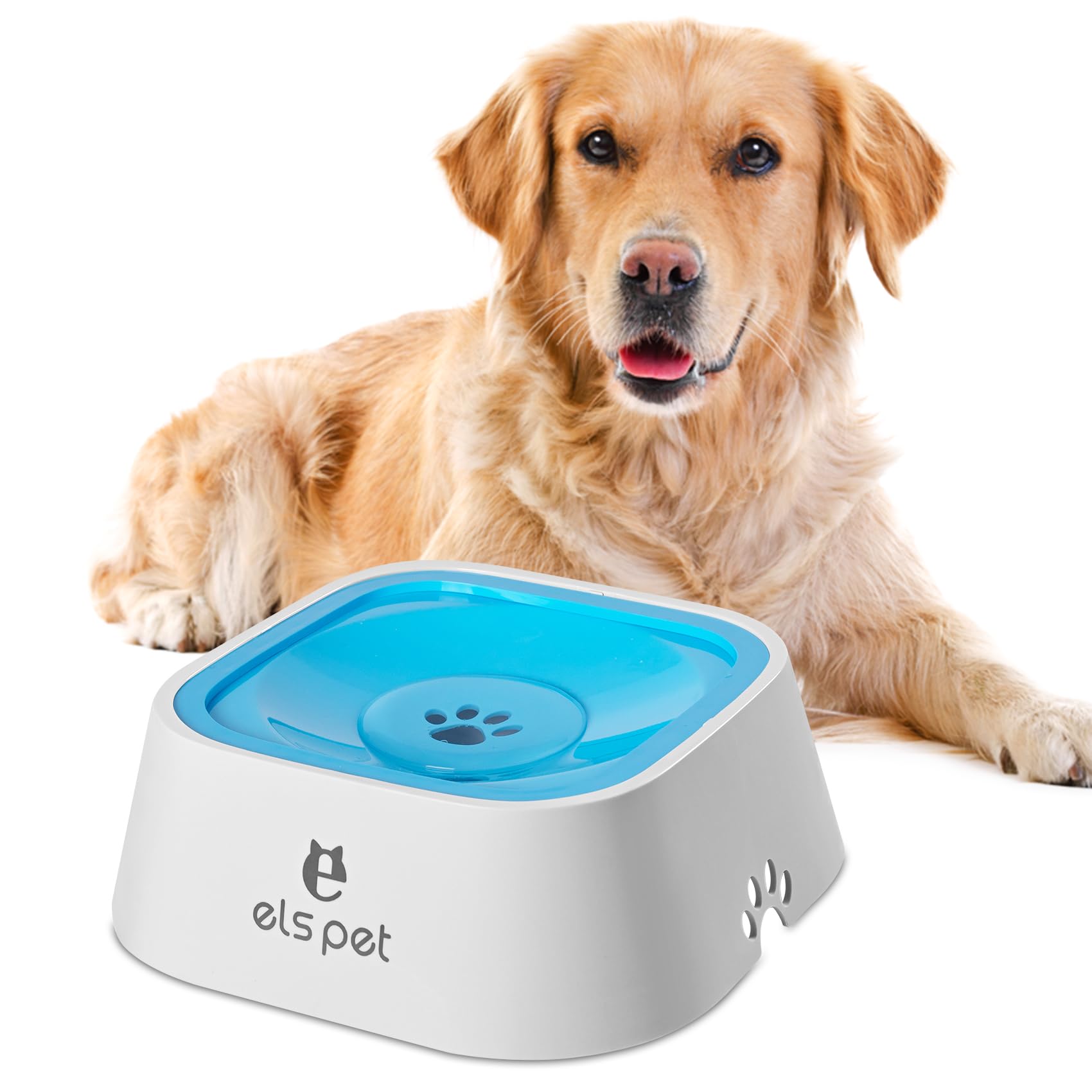 Yunoentona Dog Water Bowl No Spill, 35Oz Slow Water Bowl For Dogs, Bpa-Free, Anti-Splash & No-Slip Design, 1L Vehicle Carried Tr