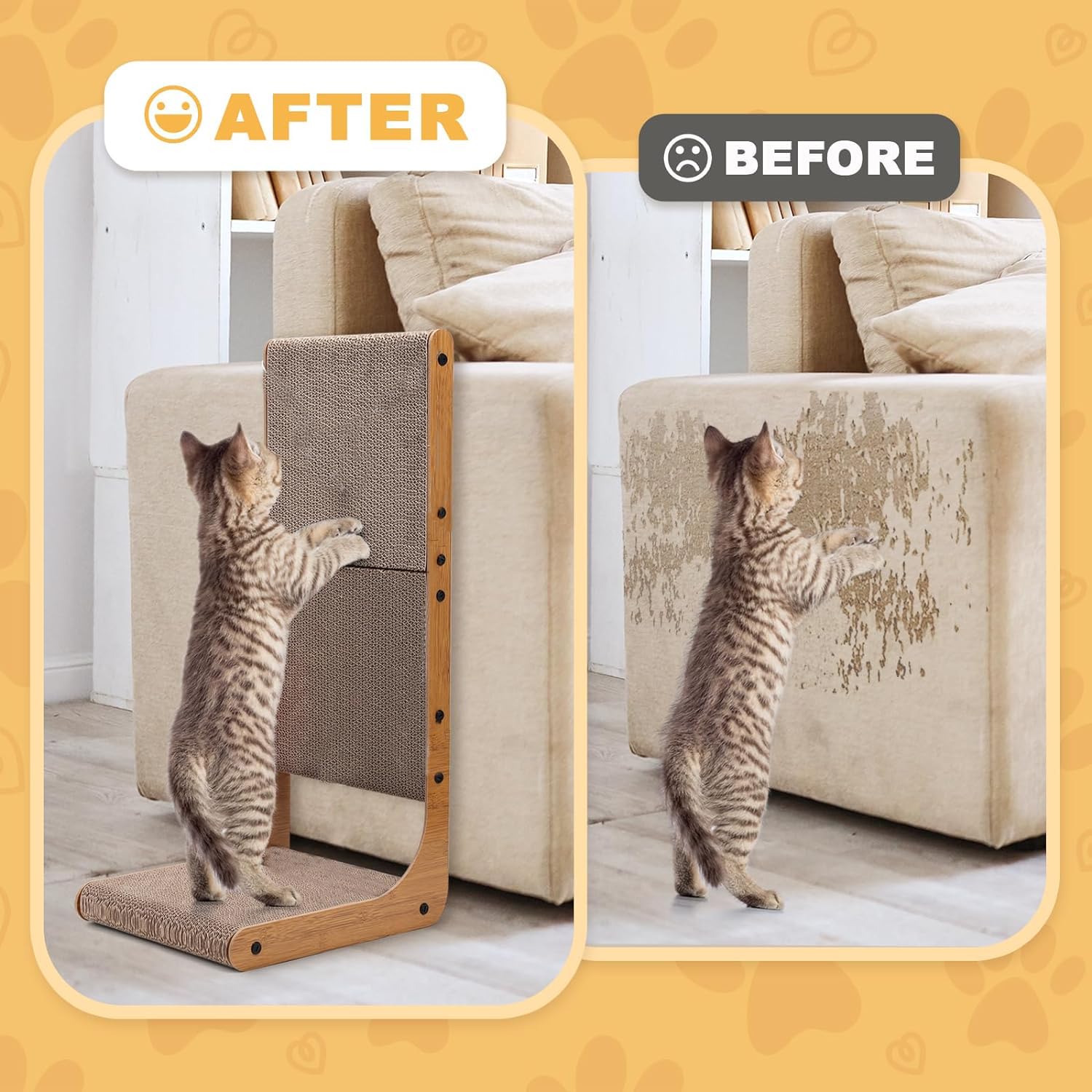 L Shape Cat Scratcher, 2Pack - 23.6 Inch Cat Scratchers For Indoor Cats, Protecting Furniture Cat Scratch Pad, Cardboard Cat Scr