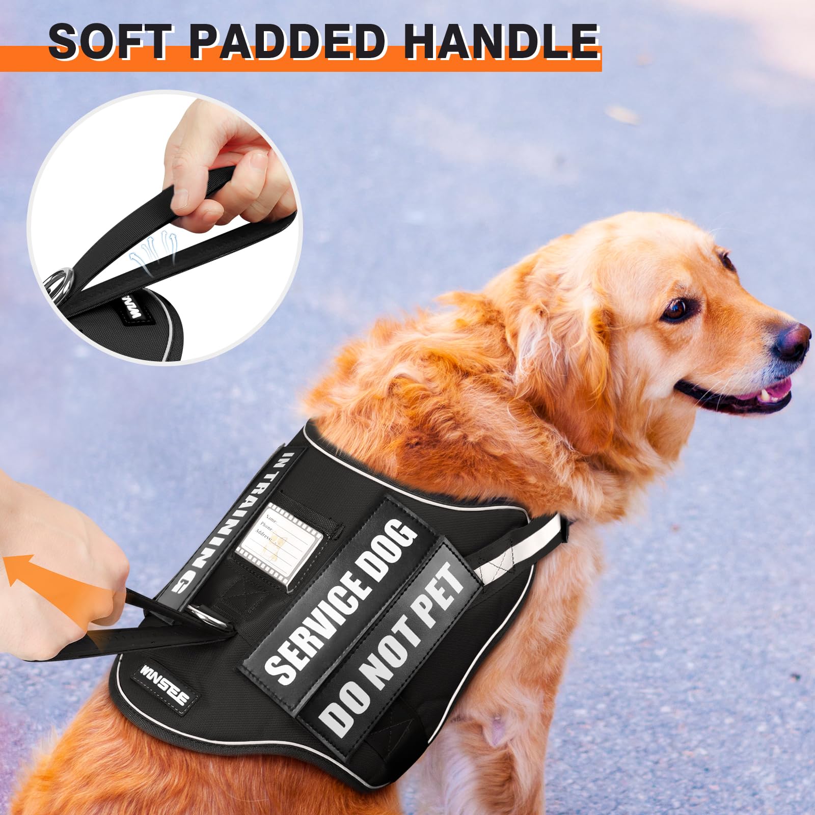 Service Dog Harness and Leash Set, Training Dog Vest with 10 Dog Patches, Emotional Support Therapy Dog Vest Harness for Small M