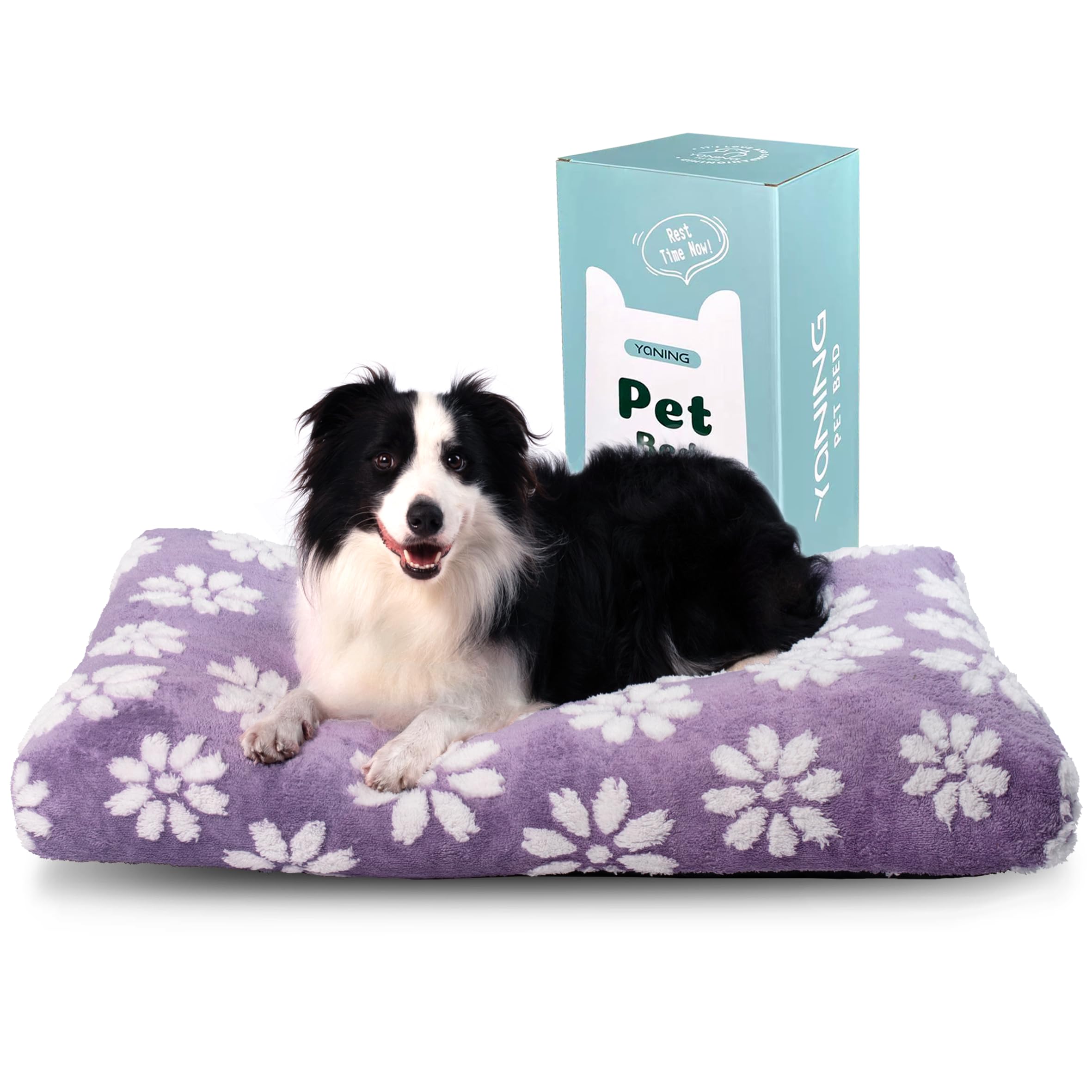 Yaning Dog Beds for Large Dogs, Cute Thick Dog Bed for Crate Kennel, Fluffy Pet Bed with Removable Washable Cover and AntiSlip 