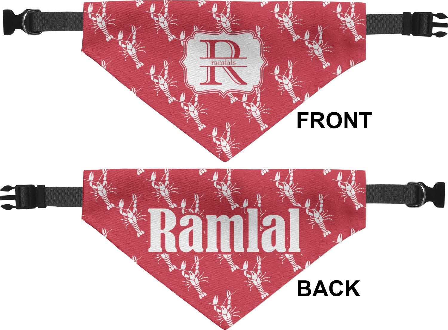 Rnk Shops Personalized Crawfish Dog Bandana - Medium