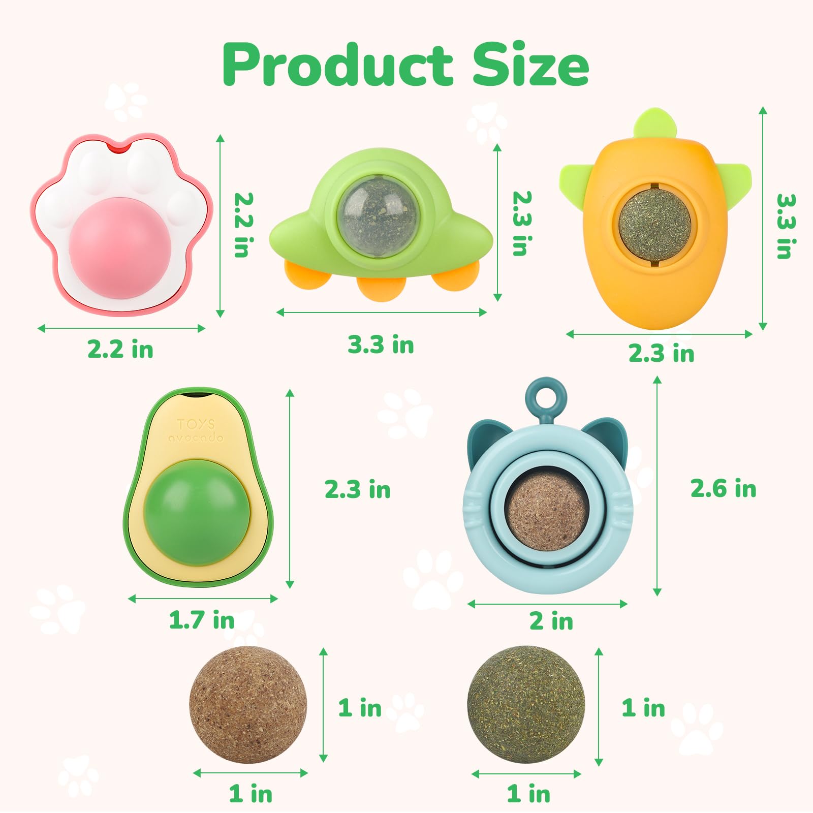 Blugun Cat Nip Ball For Kitty Nip Toys For Indoor Kitten Toy That Stick On Wall 5 Piece(3 Catnip,2 Worm Gall) With 2 Replacement