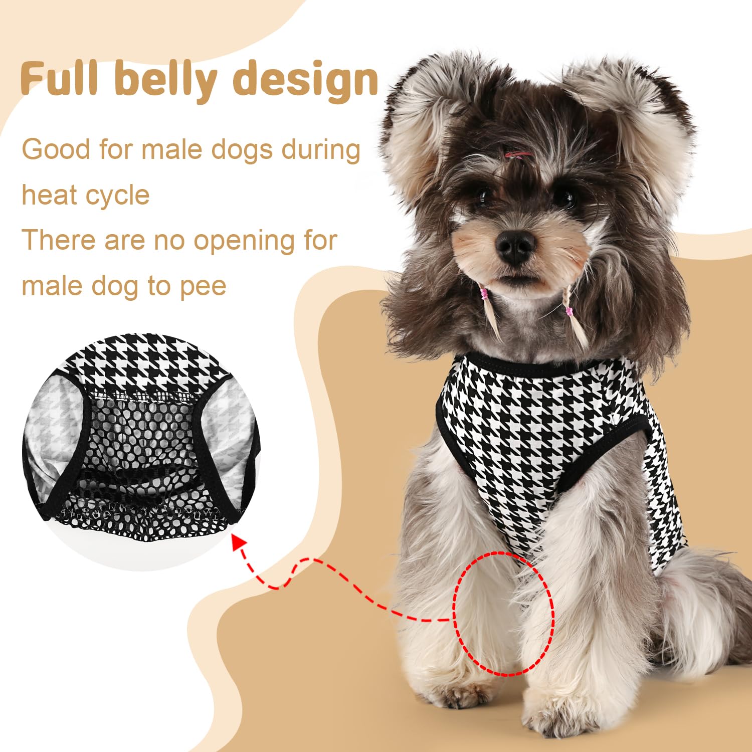Etdane Small Dog Period Diapers Dog Period Suit Dog Sanitary Panties For Male Female Dogs Diaper Cover For Heat Plover Plaid/L