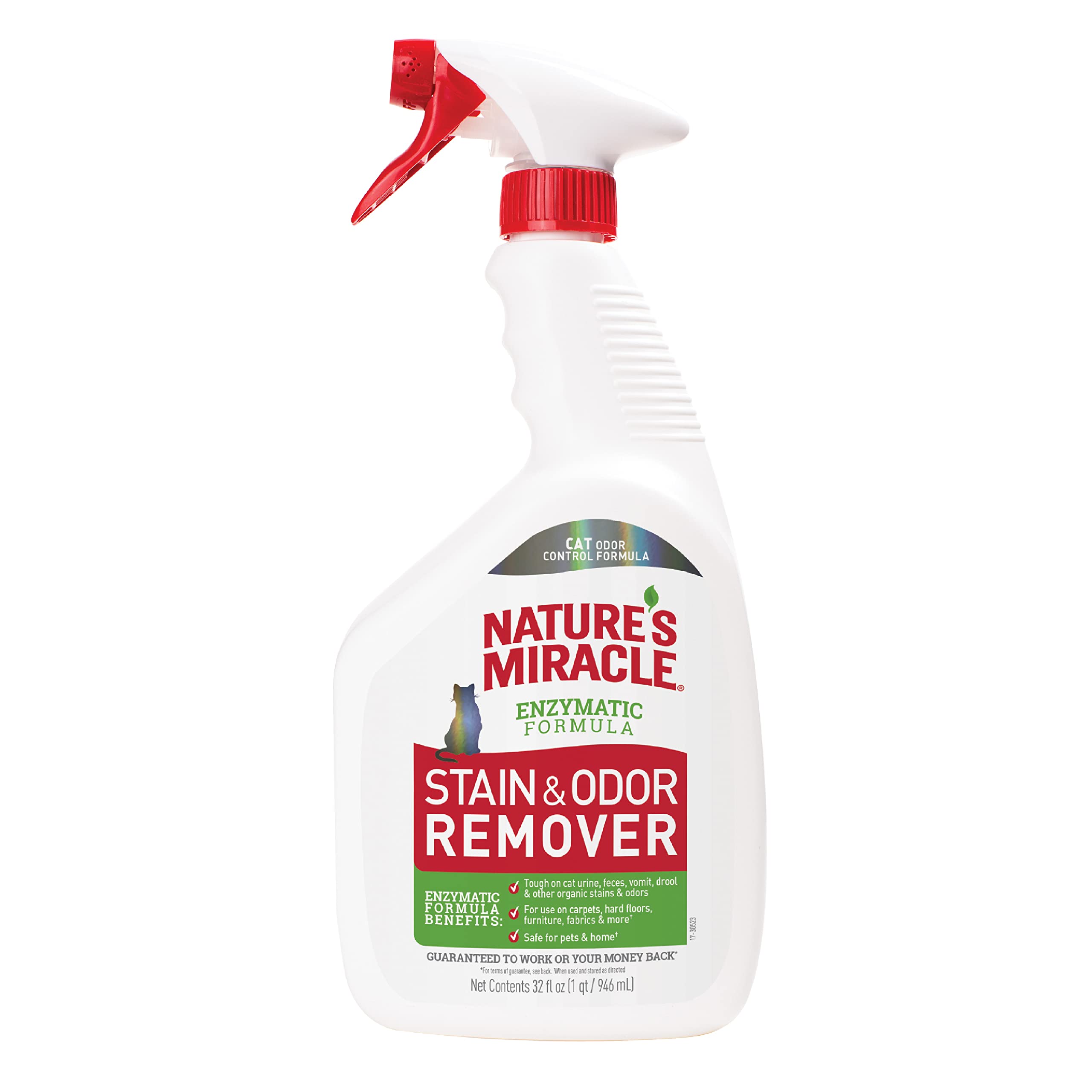 Natures Miracle Stain and Odor Remover, Spot Stain and Pet Odor Eliminator, Enzymatic Formula, 32 Ounce Spray