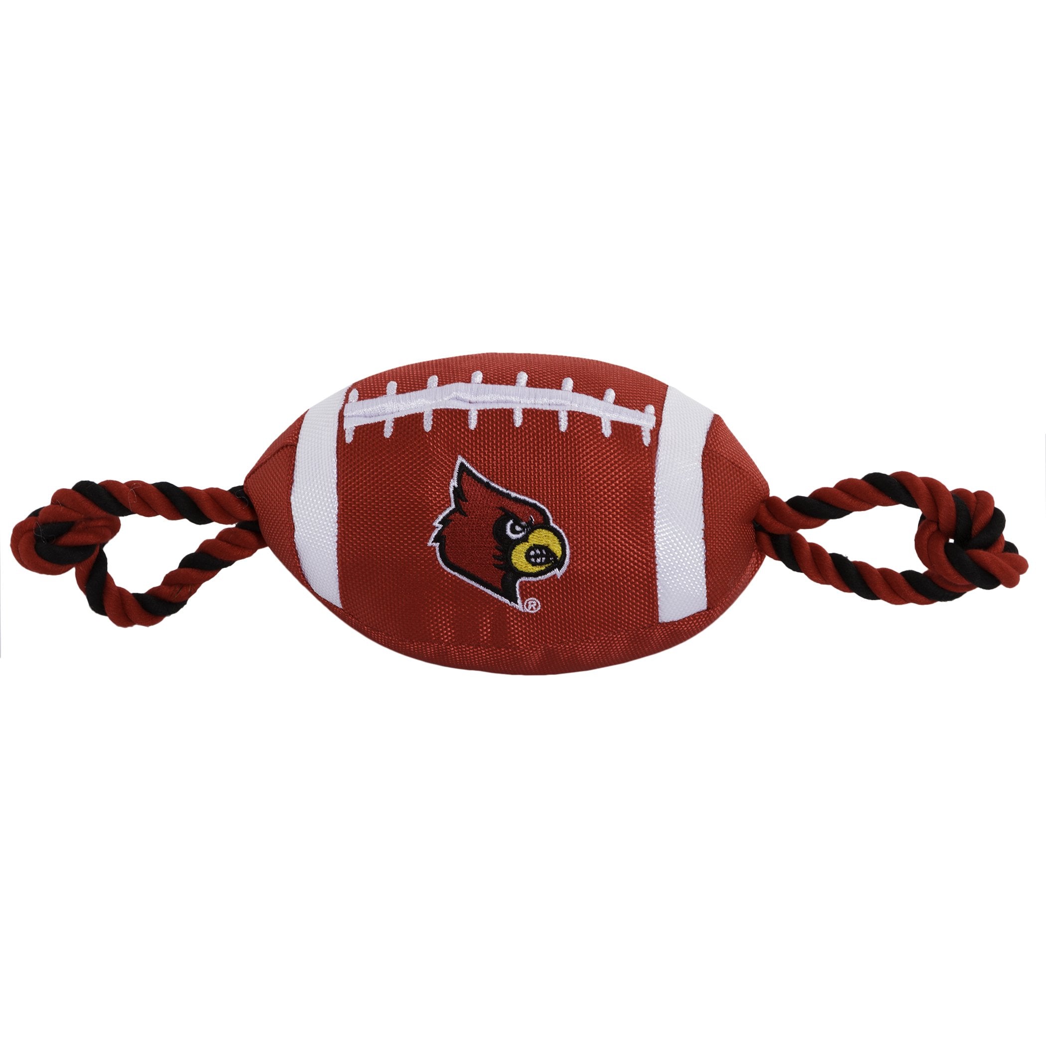 Pets First NCAA Louisville Cardinals Football Dog Toy, Tough Quality Nylon Materials, Strong Pull Ropes, Inner Squeaker, Collegi