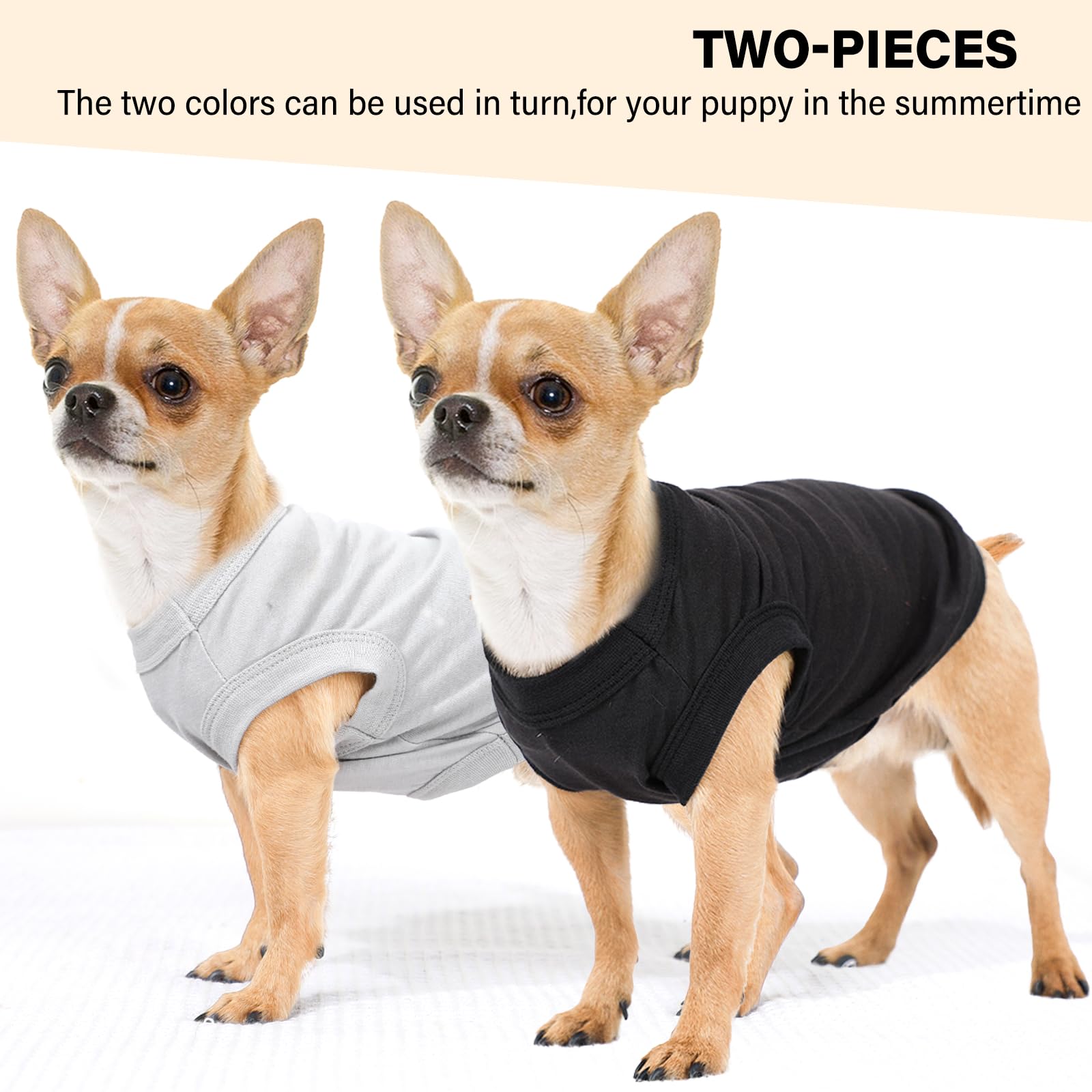 2-Pack Dog Shirts Solid Color Puppy Clothes Sleeveless Pet T-Shirts Summer Dog Clothes For Small Medium Dogs Boy And Cats, Xxs,