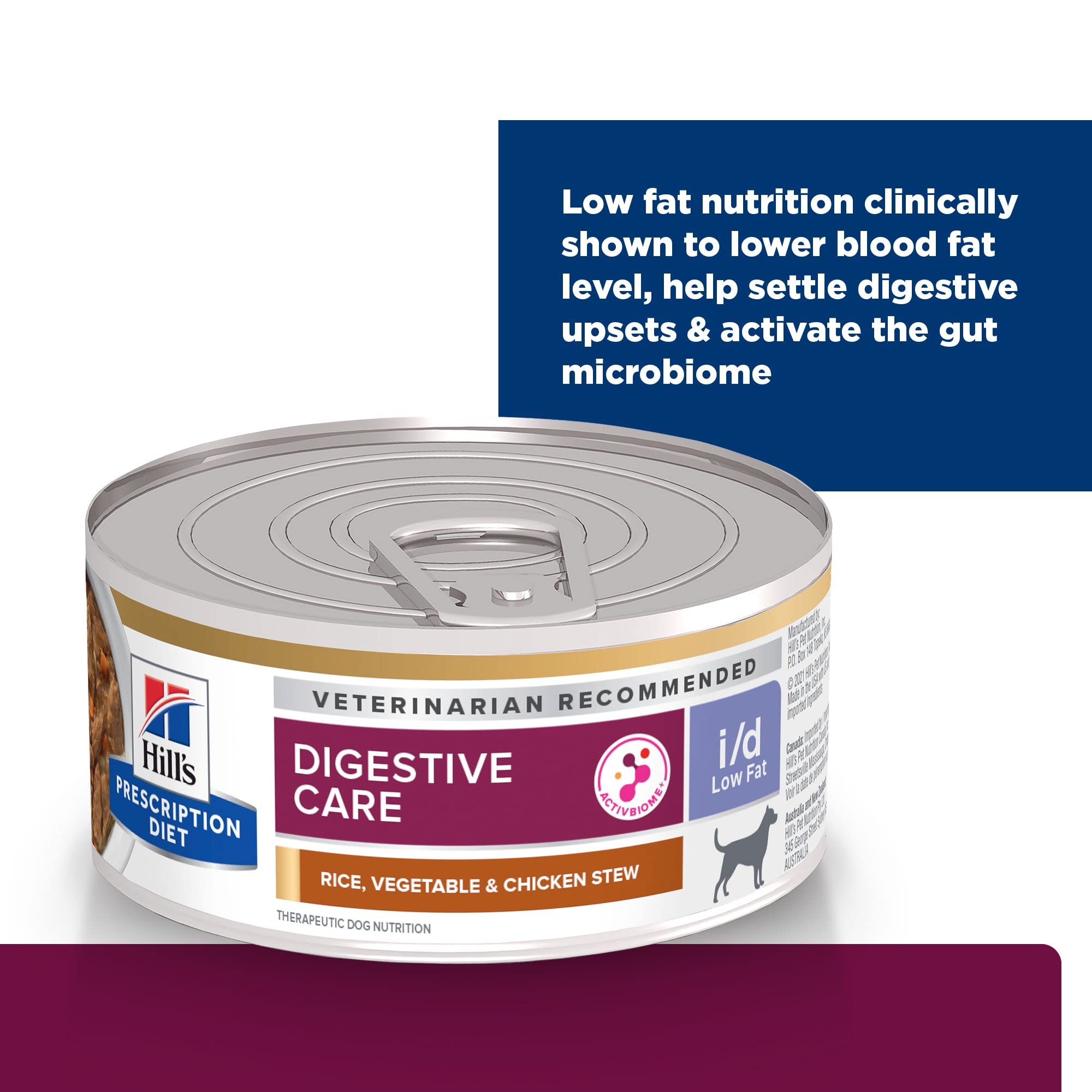 Hills Prescription Diet i/d Low Fat Digestive Care Rice, Vegetable & Chicken Stew Wet Dog Food, Veterinary Diet, 5.5 oz. Cans,