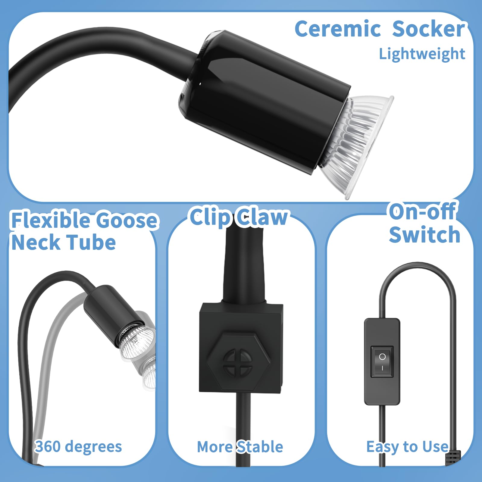 Moonorange Reptile Heat Lamp, 360 Rotatable Uva/Uvb Light Lamp With 2 Pack Basking Bulbs (25W + 35W), Suitable For Bearded Drago