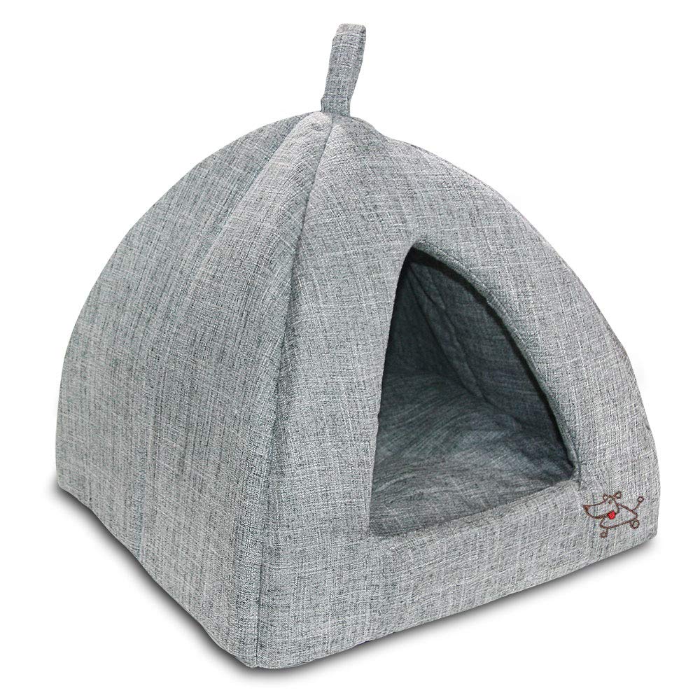 Pet Tent - Soft Bed For Dog And Cat By Best Pet Supplies - Gray Linen, 19' X 19' X H:19'