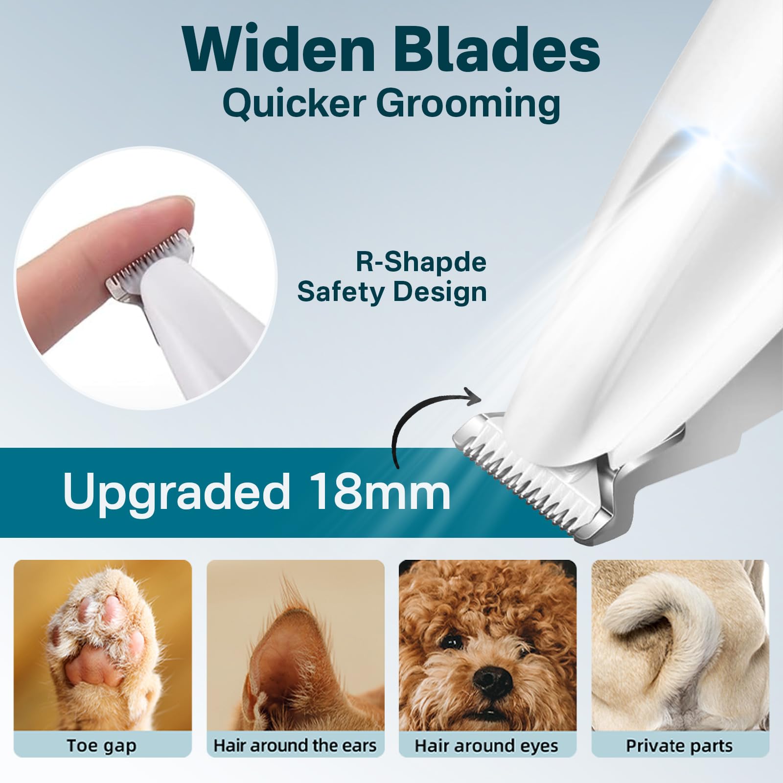 Amkune Dog Paw Trimmer & Nail Grinder 2In1 Upgrade [Ultra-Low Noise] [Micro Precision] Cordless Clippers For Grooming Kit, Pet H