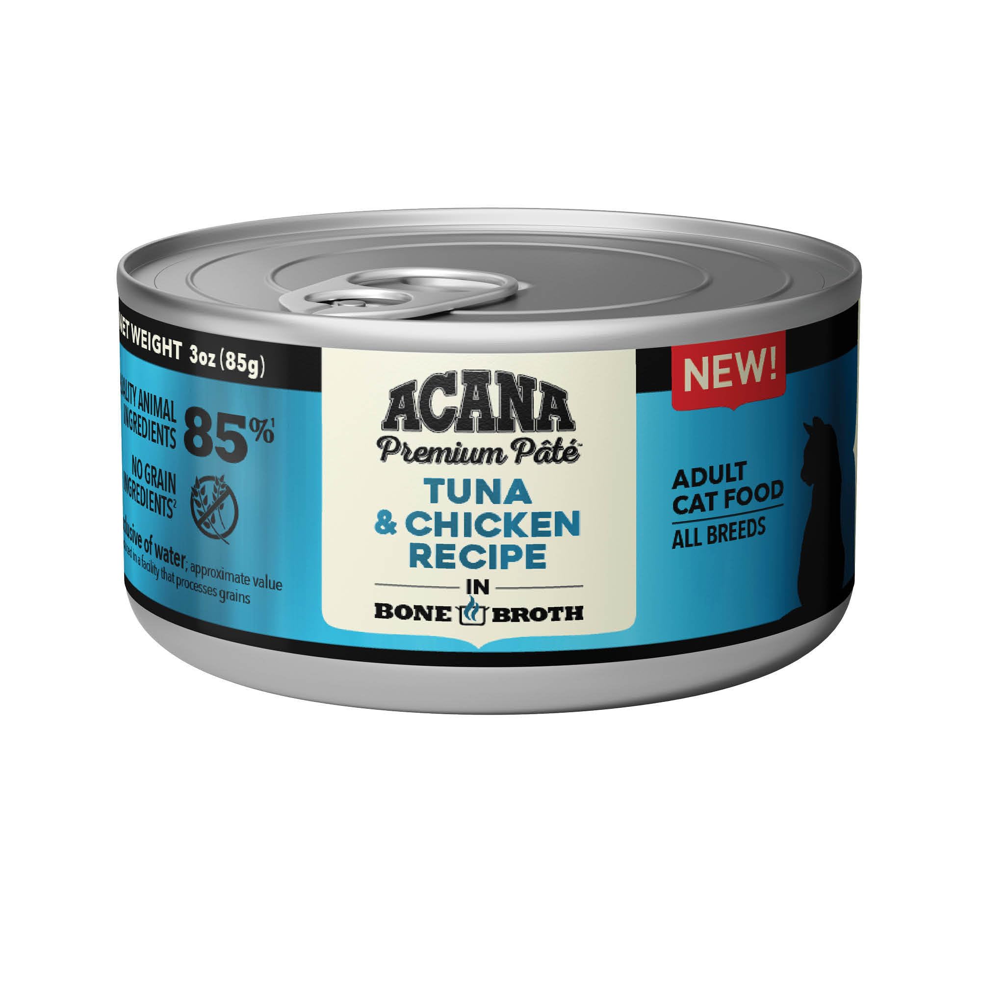 ACANA Premium Pate Wet Cat Food in Bone Broth Tuna + Chicken Recipe 3oz Cans (24 count)