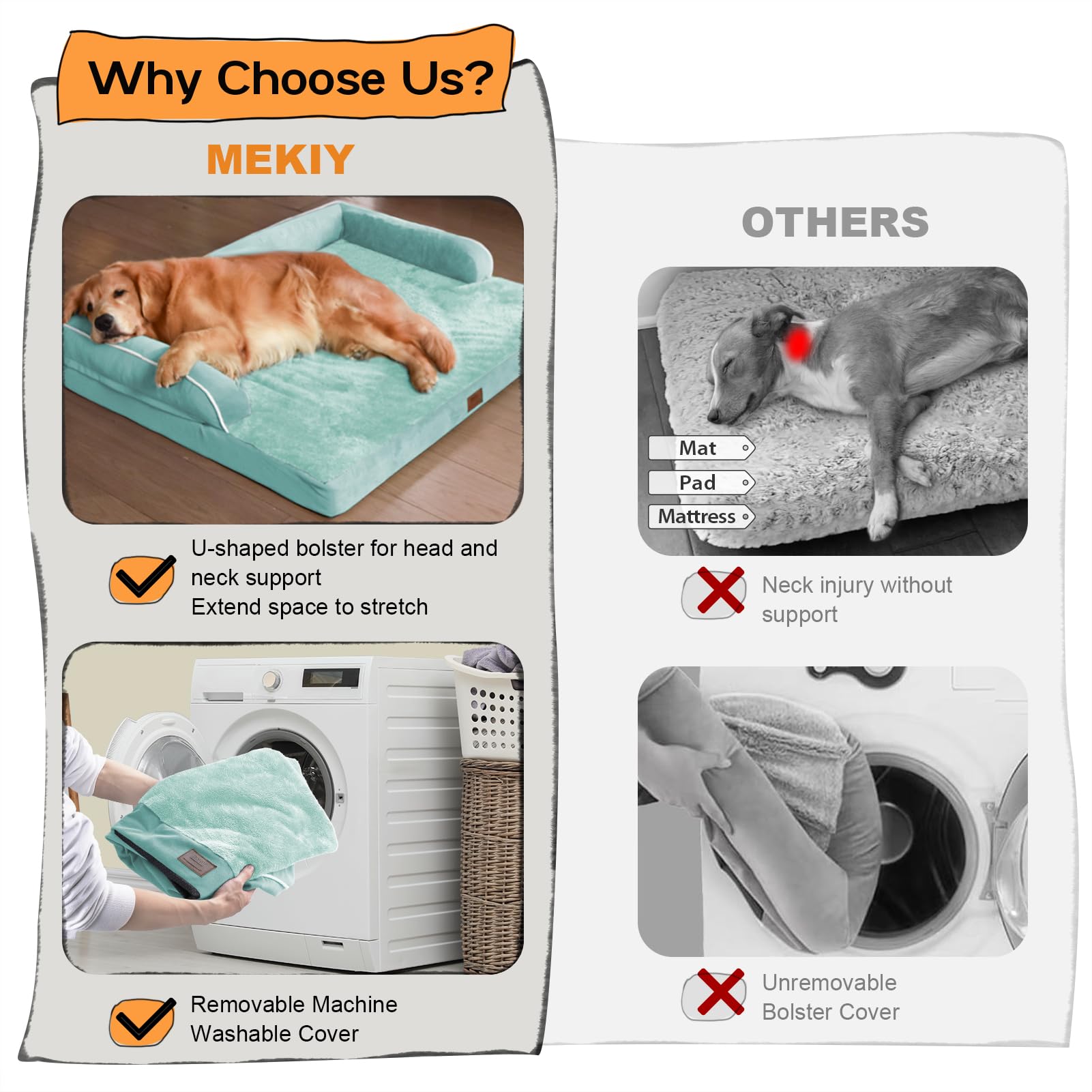 Orthopedic Large Dog Bed Washable: Large Size Dog Beds With Removable Washable Cover, Xxlarge Orthopedic Aqua Blue Dog Beds For