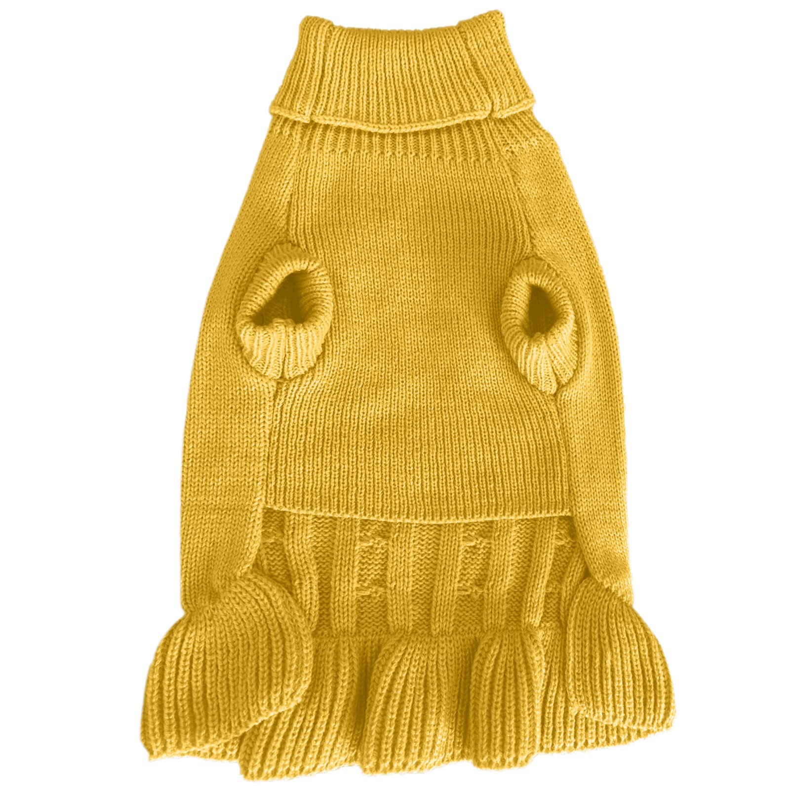 Chborchicen Small Dog Sweaters Knitted Pet Cat Warm Dog Sweatshirt Winter Clothes Kitten Puppy Sweater (Xs, Dress-Yellow)