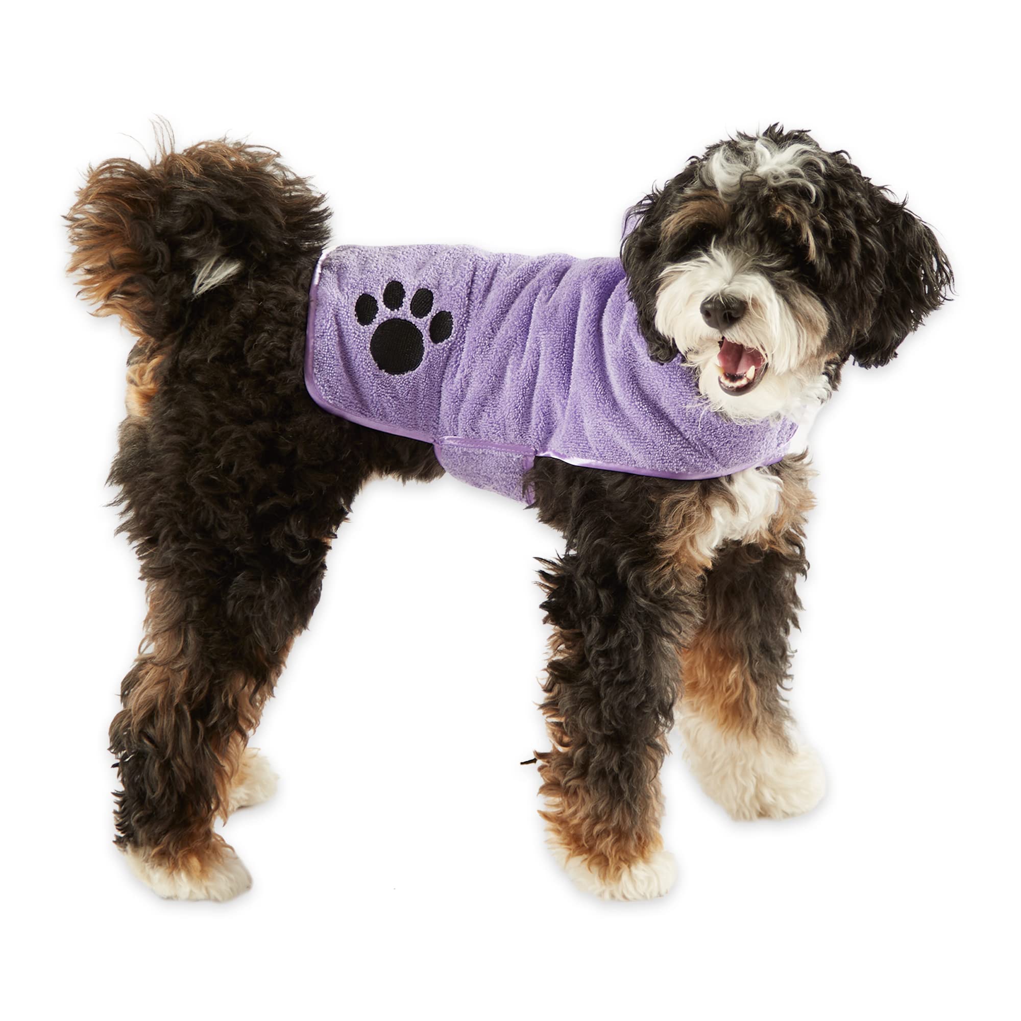 LAVENDER - EMBROIDERED PAW SMALL PET ROBE