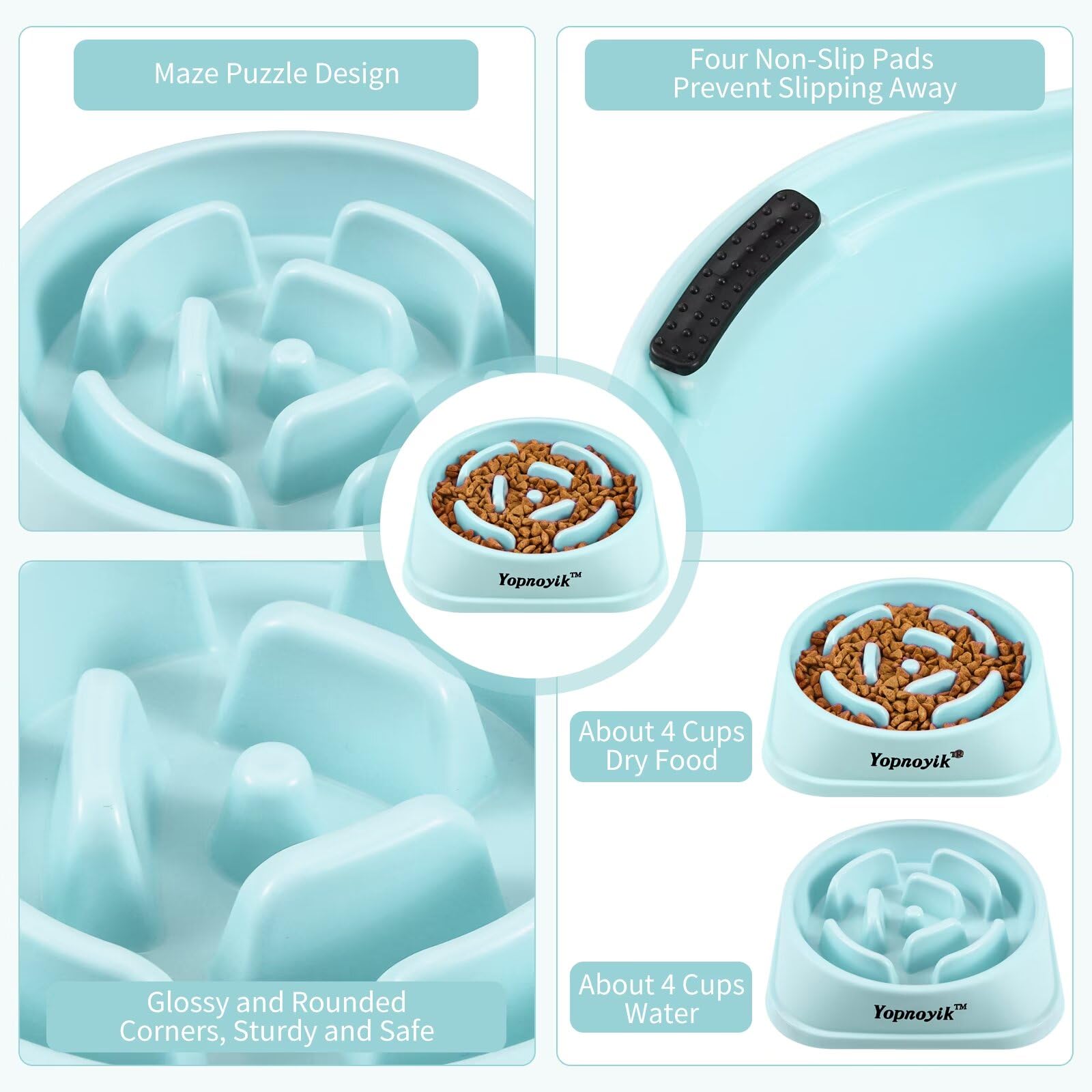 Slow Feeder Dog Bowls For Healthy Eating, Non-Slip And Anti-Choking Design, Reduces Bloating & Overeating For Large Dogs, Easy T