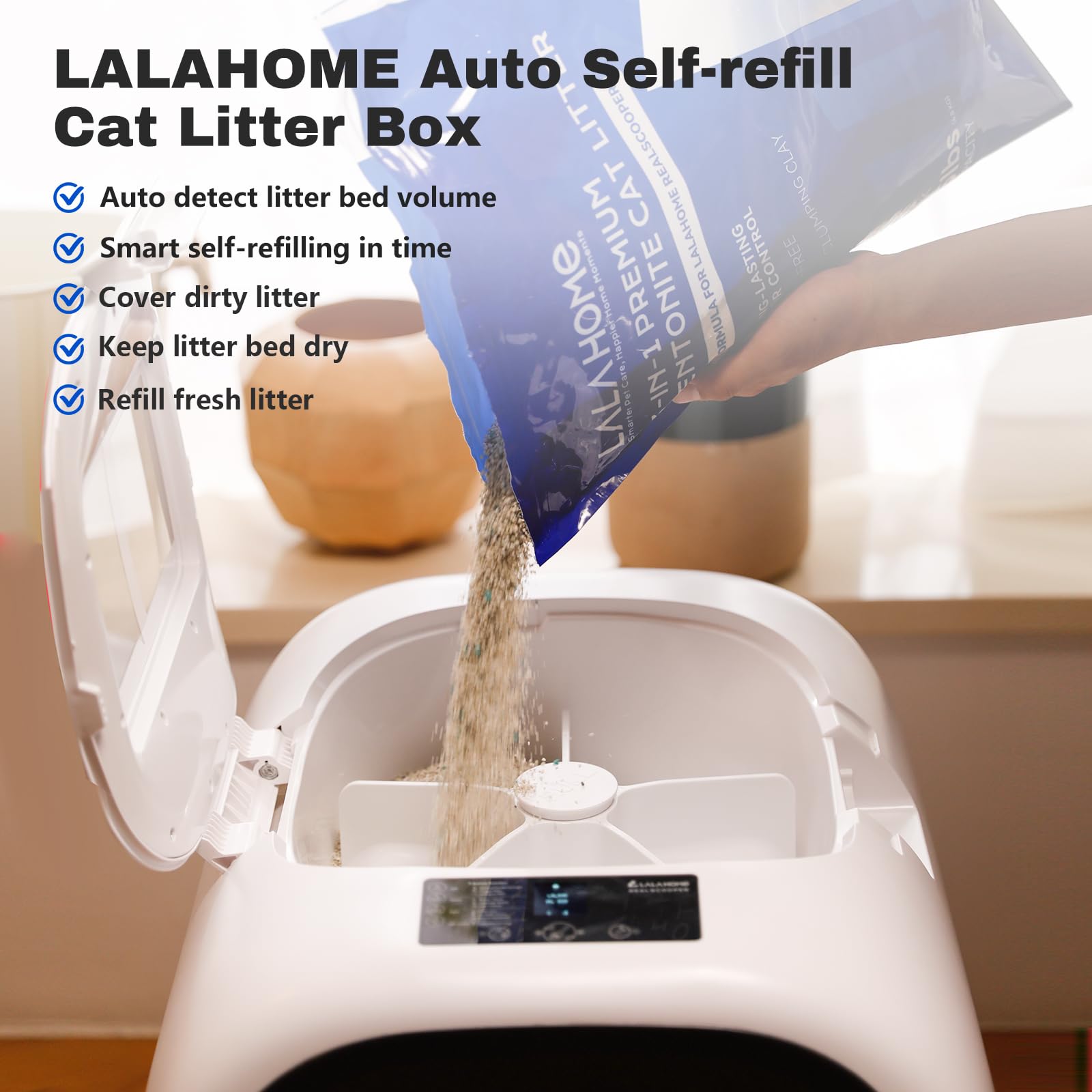 Lalahome Realscooper Pro Automatic Litter Refill Self-Cleaning Cat Litter Box Ai Self-Refilling Robot With Auto Scoop, 5G Wifi P