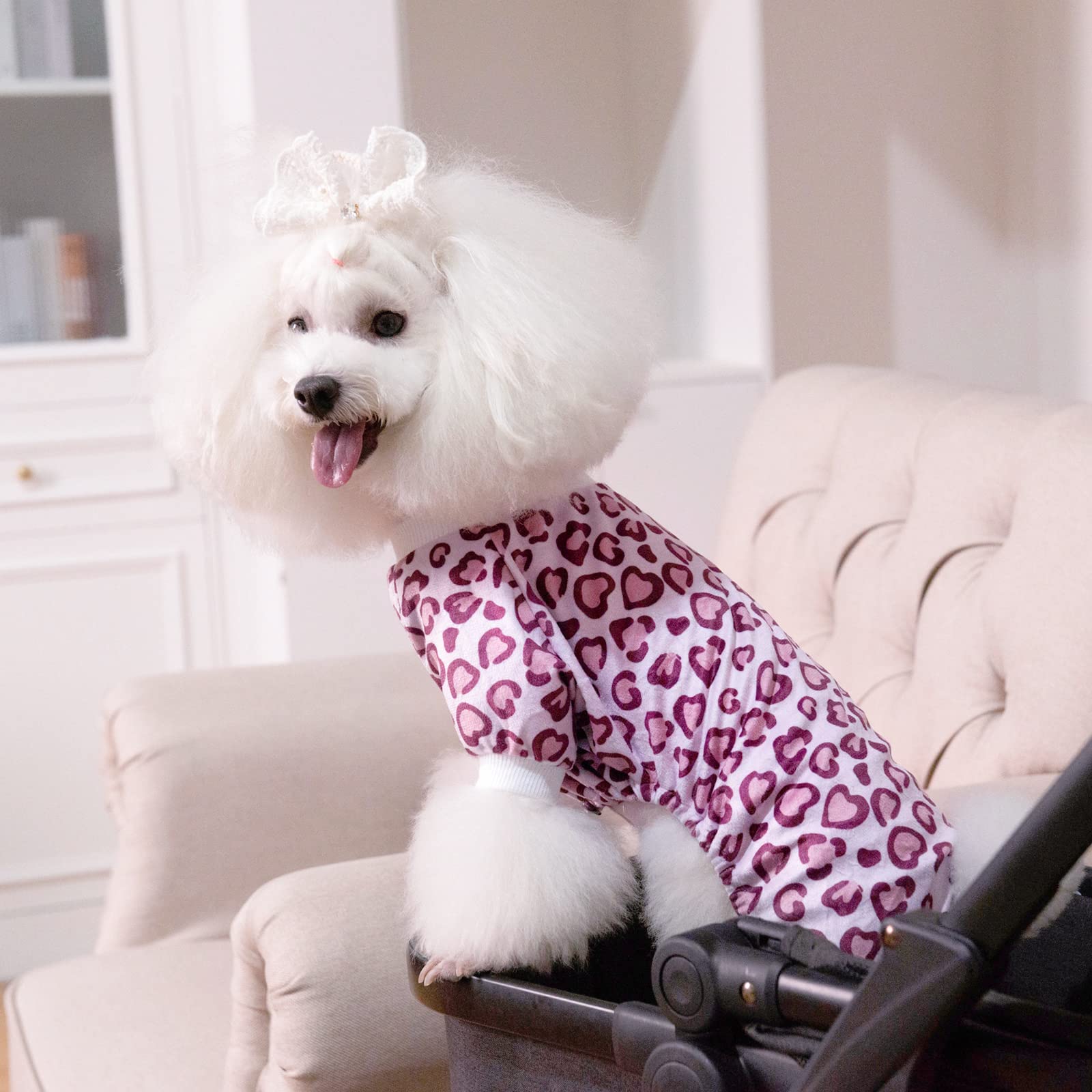 Cutebone Leopard Print Dog Pajamas Soft Puppy Pjs For Small Dogs P226M