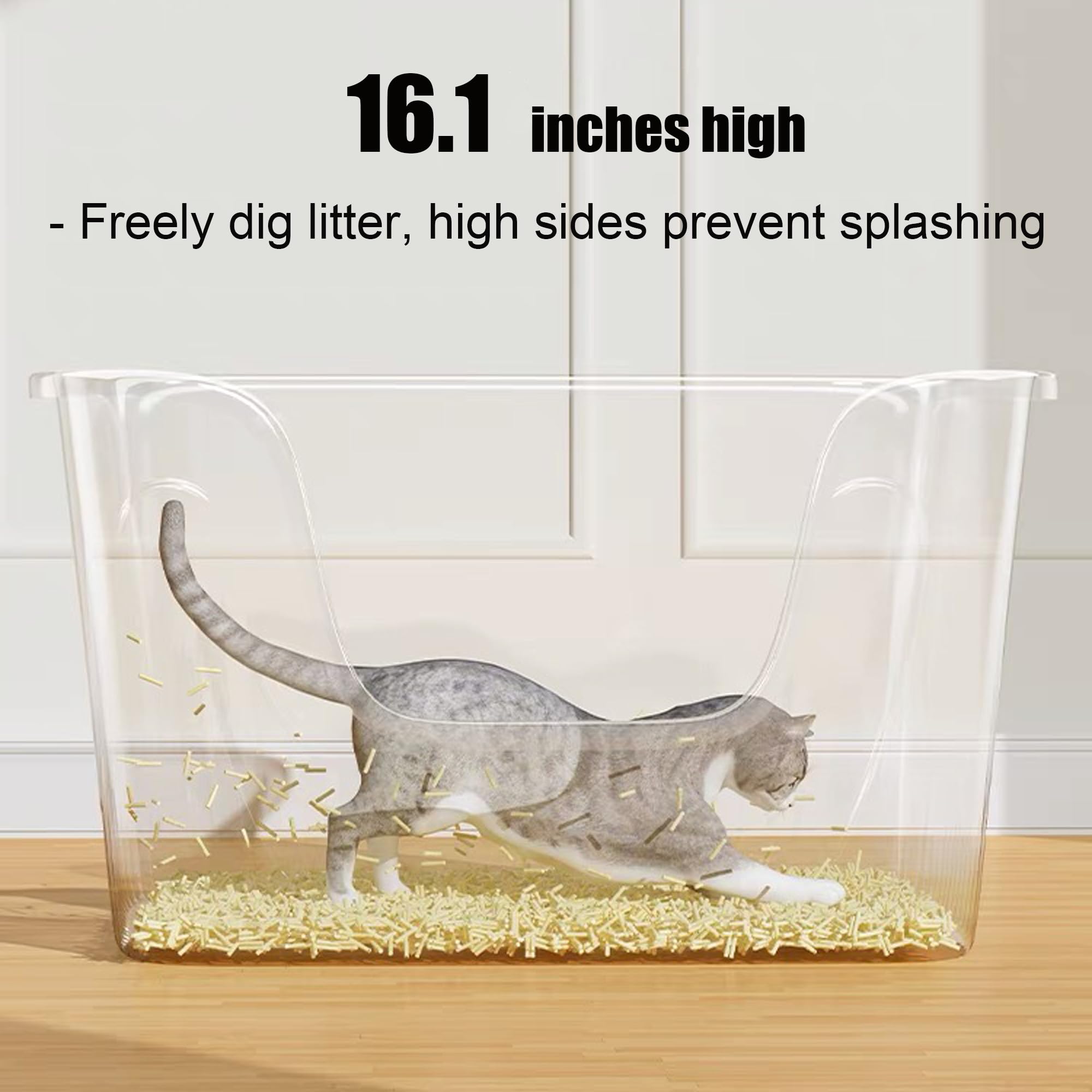 Vealind Largest Xxl Jumbo Cat Litter Box For Big Cats, 31''  21''  16'' Green Easy Clean Big Tall High Sided Extra Large Cat Lit