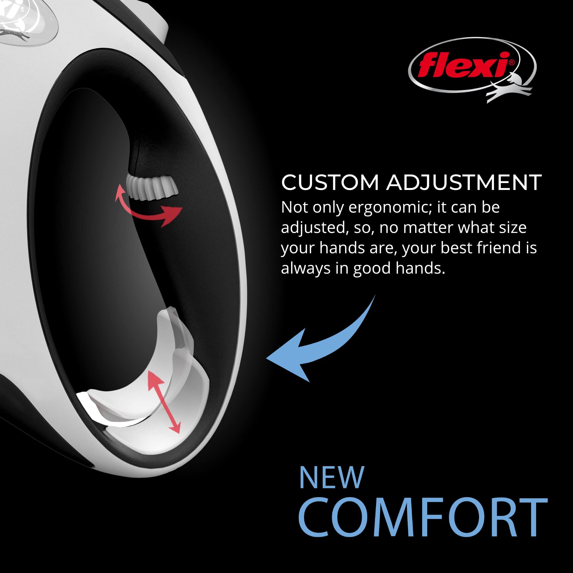 Flexi® New Comfort Tape Retractable Dog Leash For Medium Dogs Upto 55 Lbs. – 16 Ft., Grey/Black | Tangle Free Pet Walking Leash With One-Handed Brake, Pause, Lock |German Quality Product