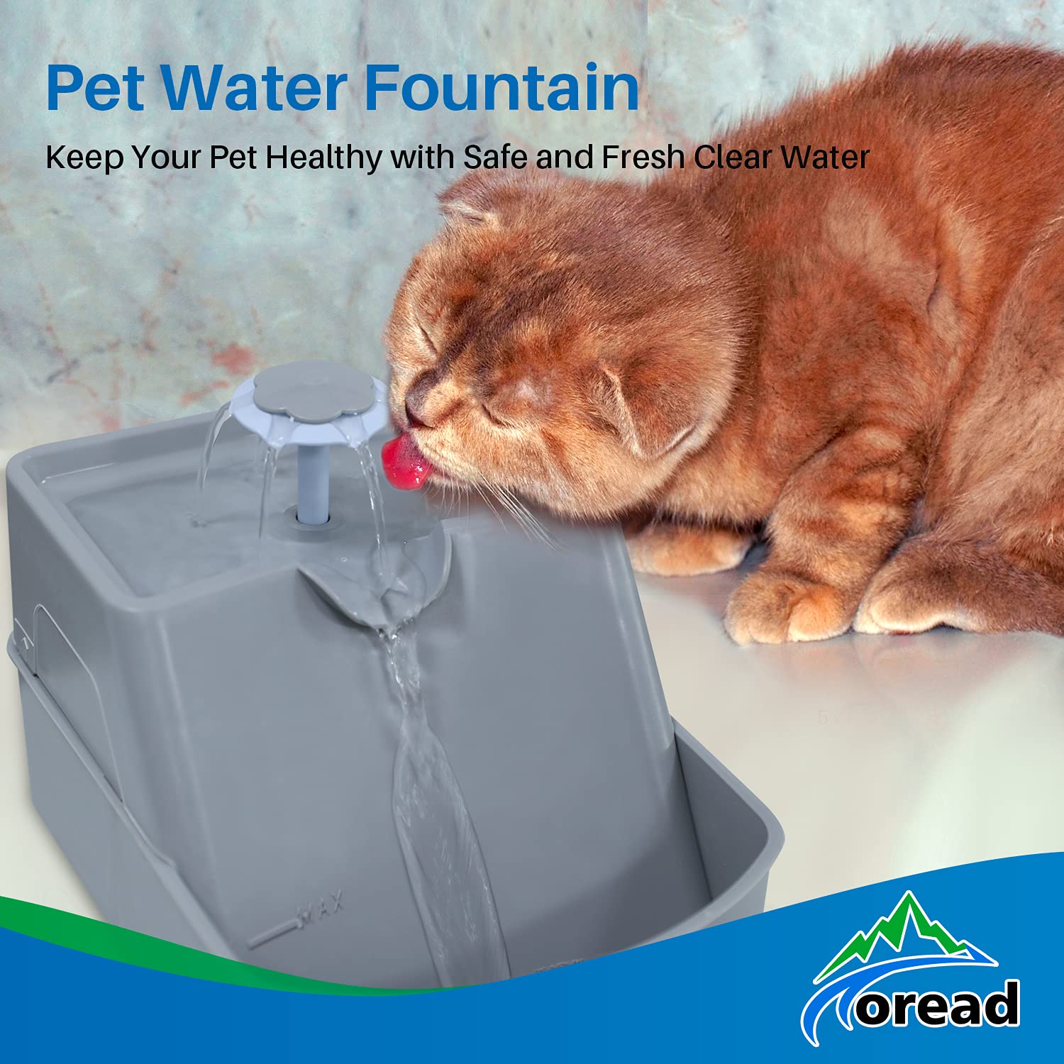Toread Cat Water Fountain, 90Oz/2.6L Automatic Drinking Water Dispenser With 5 Washable Replacement Filters, Ultra Quiet Pump For Kitty, Cat, Small Dog, Anti Spill Running Water Bowl