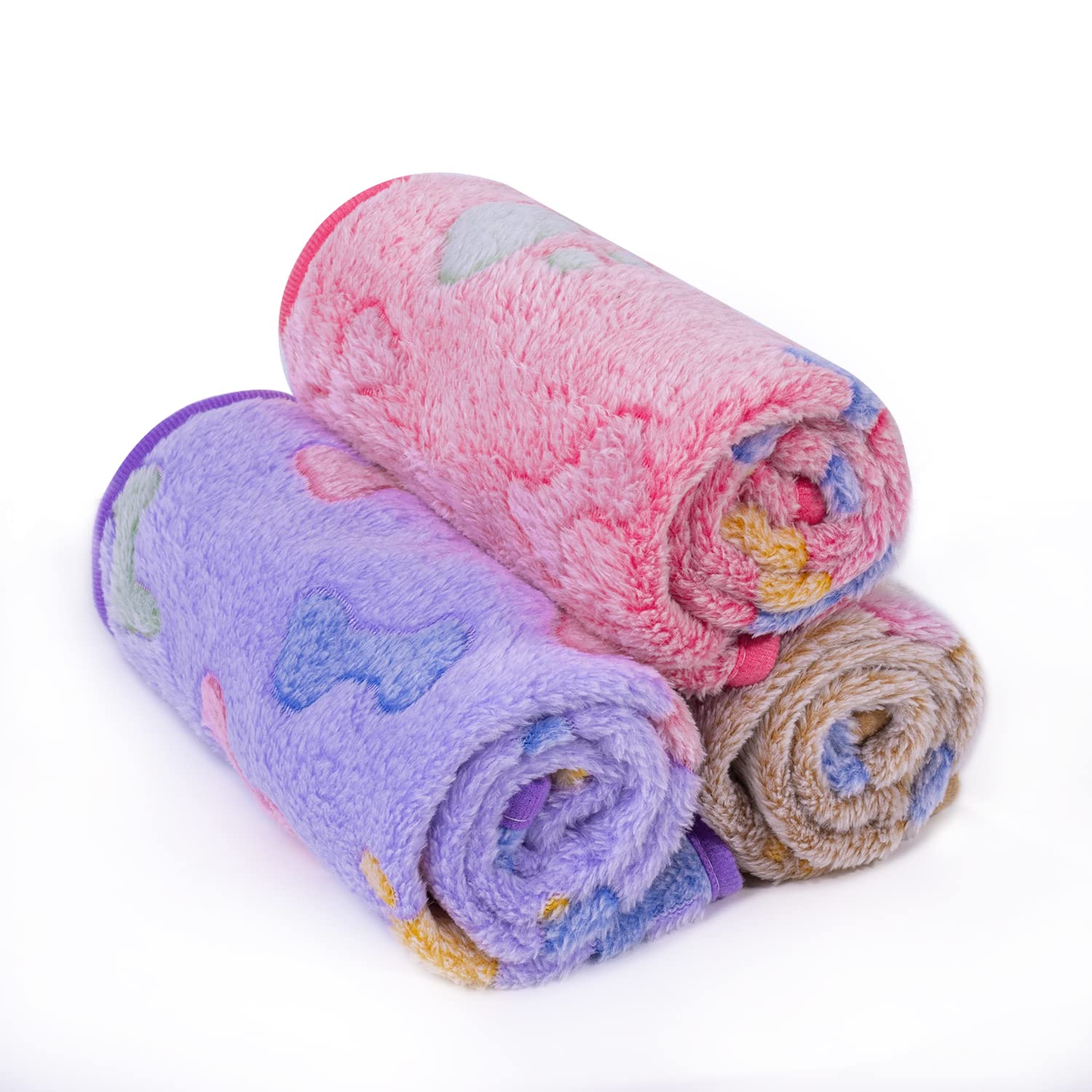 Leapsheep Pet Blankets For Dogs Cats - 3Pack Bone Pattern Super Soft Fluffy Dog Blankets For Small Medium Large Doggy Kitten (Bone, Medium)