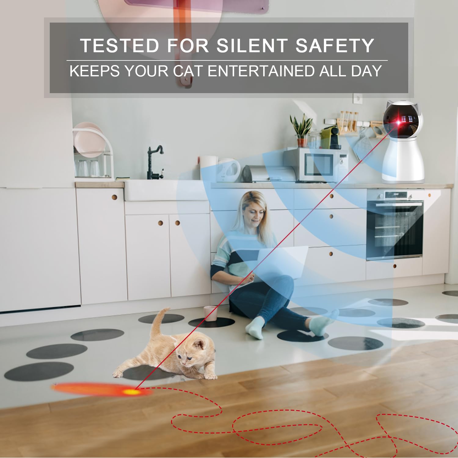 Yve Life Laser Cat Toys For Indoor Cats,The 4Th Generation Real Random Trajectory Motion Activated Rechargeable Automatic Cat Laser Toy,Interactive Cat Toys For Bored Indoor Adult Cats/Kittens/Dogs